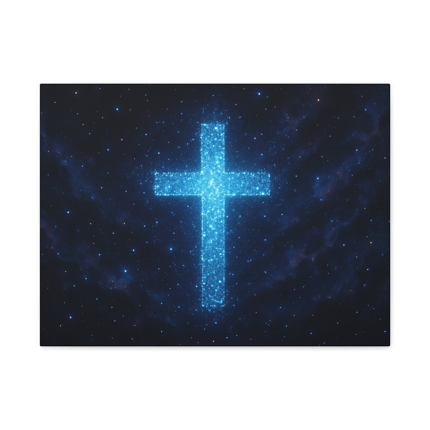 Canvas Wall Art - Bioluminescent Cross Design Spiritual Decor Christian Art Religious Canvas Gift for Believers