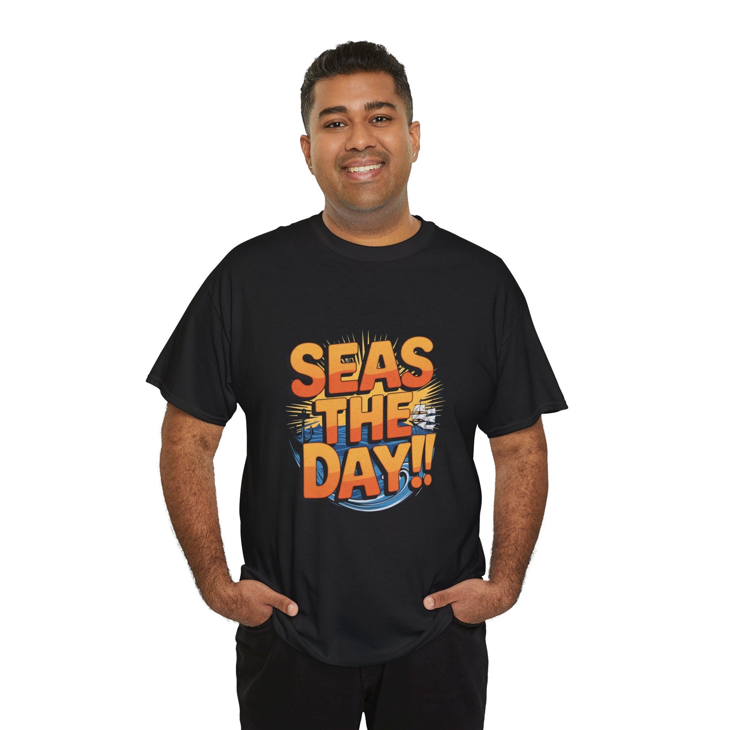 Seas The Day!! Tee • Ocean Pun Graphic Shirt • Comfort Colors Unisex Beachy Vibes • Nautical Aesthetic • Gift for Sea Lovers & Summer Vacays