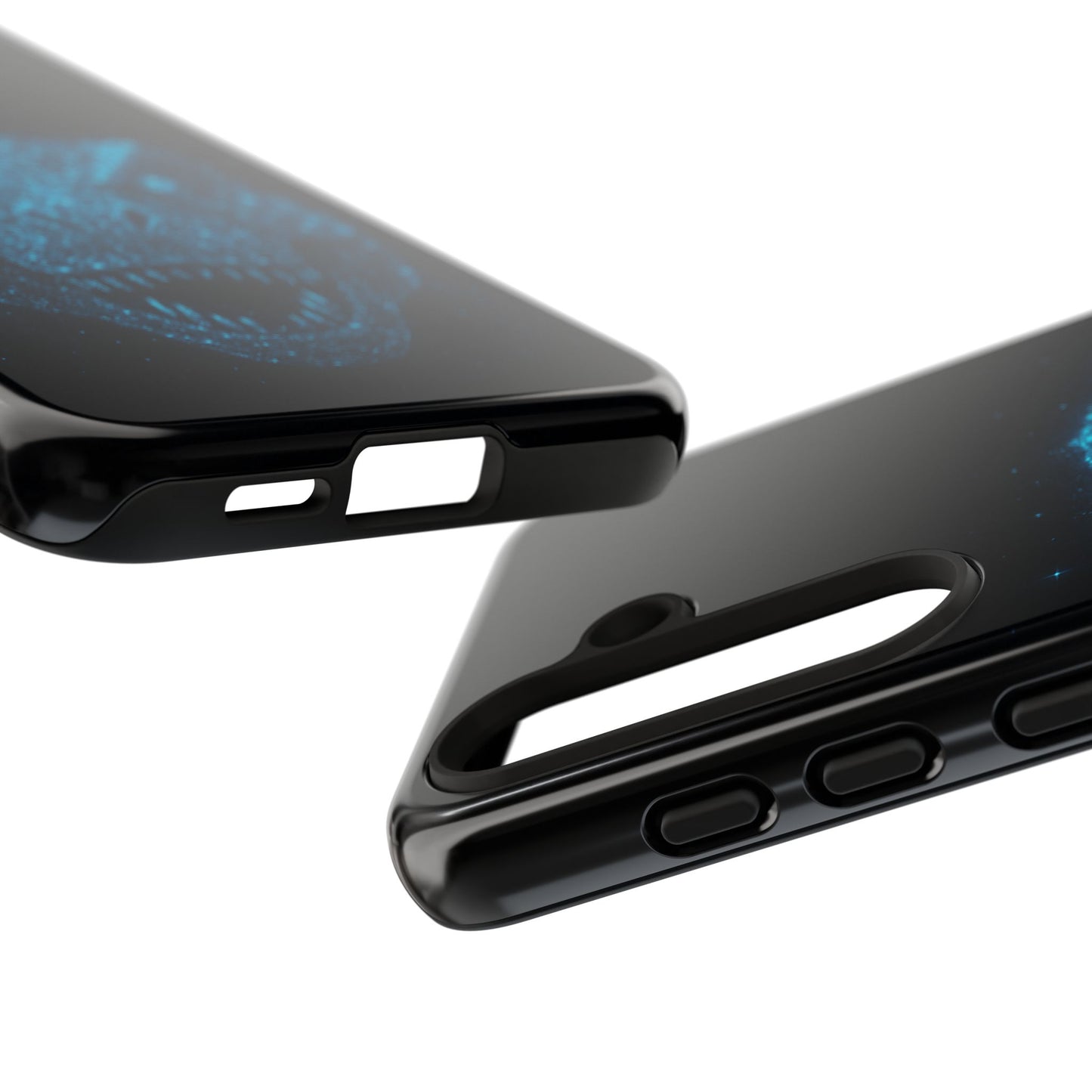 Bioluminescent T-Rex Samsung Case - Galaxy Tough Dual-Layer Cover, Cosmic Dino Particle Design, S25 S24 S23 Gift