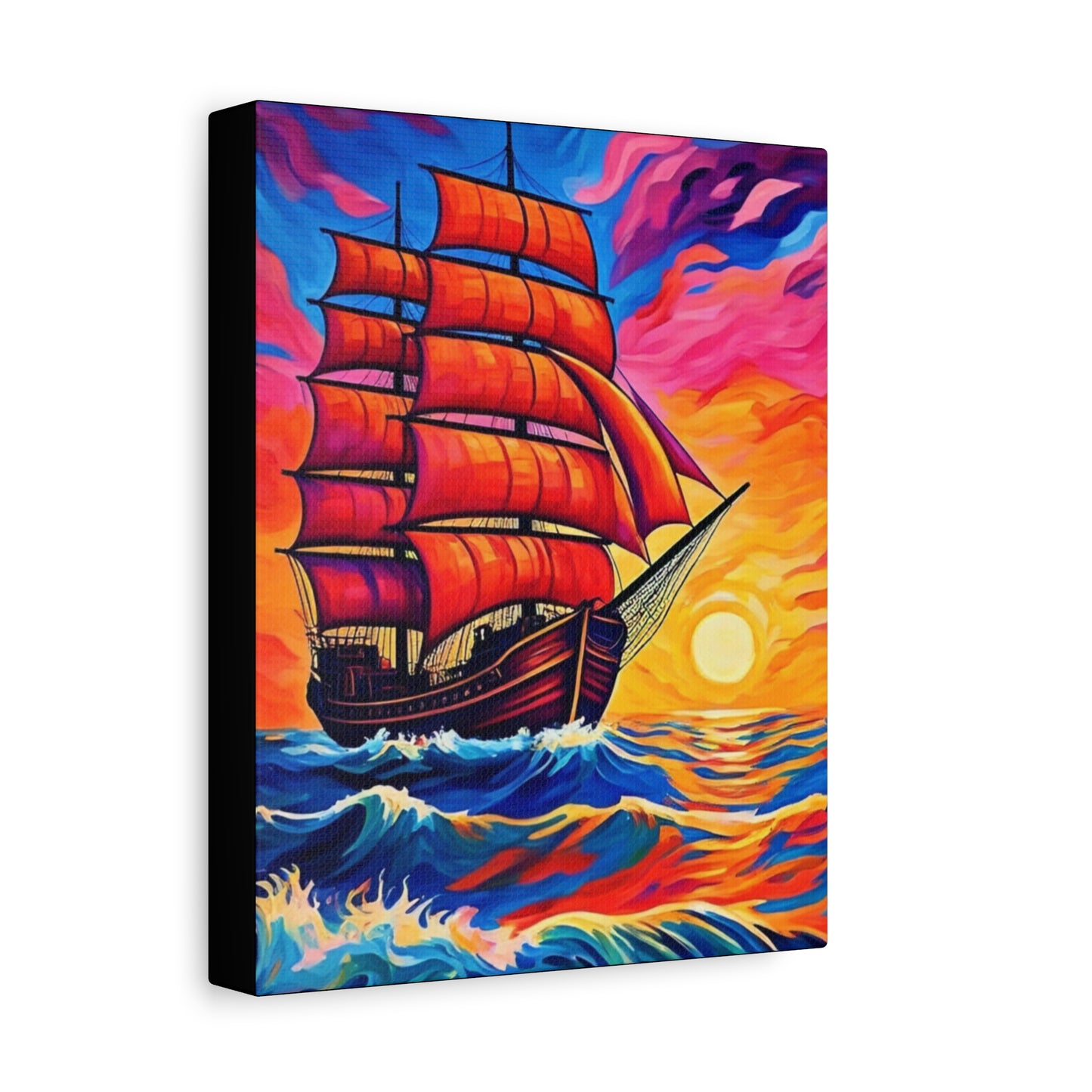 Canvas Art - Ship Sailing at Sunset