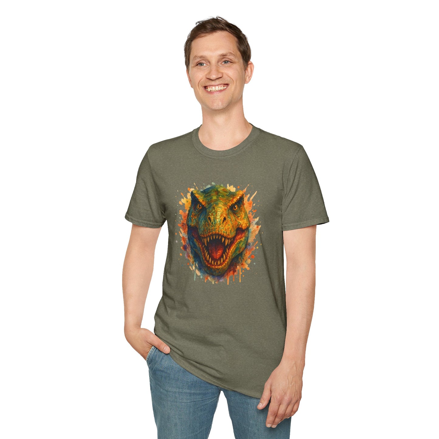 Watercolor T-Rex T-Shirt | Psychedelic Dinosaur Tee | Prehistoric Rainbow Dino Gift | Unisex Cotton Graphic Shirt Jurassic Tee