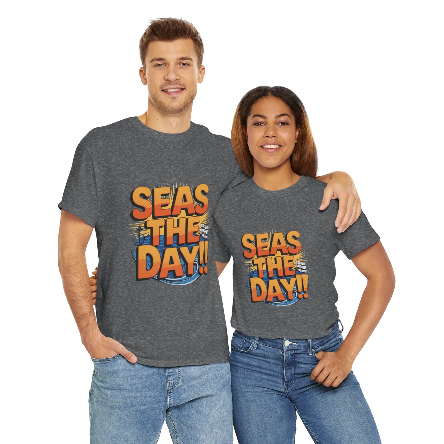 Seas The Day!! Tee • Ocean Pun Graphic Shirt • Comfort Colors Unisex Beachy Vibes • Nautical Aesthetic • Gift for Sea Lovers & Summer Vacays