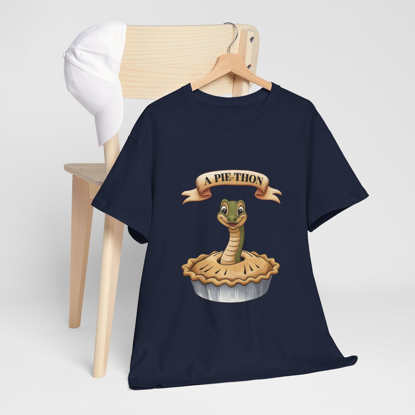 A Pie-Thon Funny Snake Pun Shirt – Cute Animal Joke T-Shirt – Quirky Graphic Tee for Pun Lovers, Reptile Fans, and Unique Gift Ideas