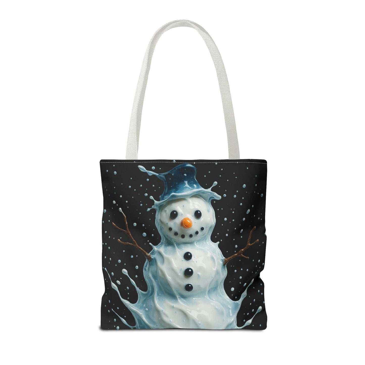 Winter Snowman Tote Bag, Festive Christmas Gift Bag, Holiday Shopping Tote, Snowy Season Accessory, Reusable Winter Art Bag For Everyday Use