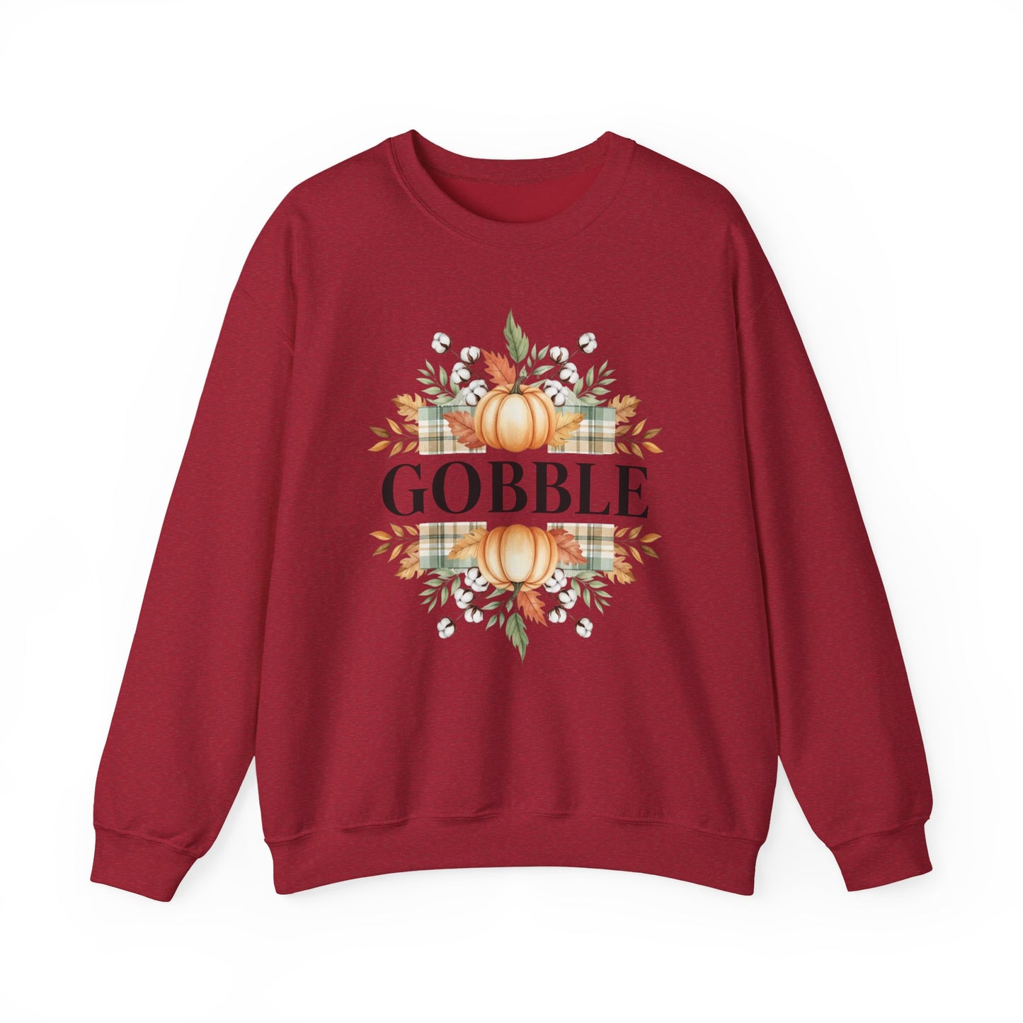 Gobble Turkey Sweatshirt, Thanksgiving Gobble Crewneck, Autumn Pumpkin Leaves Pullover, Fall Graphic Sweatshirt, Cozy Turkey Shirt