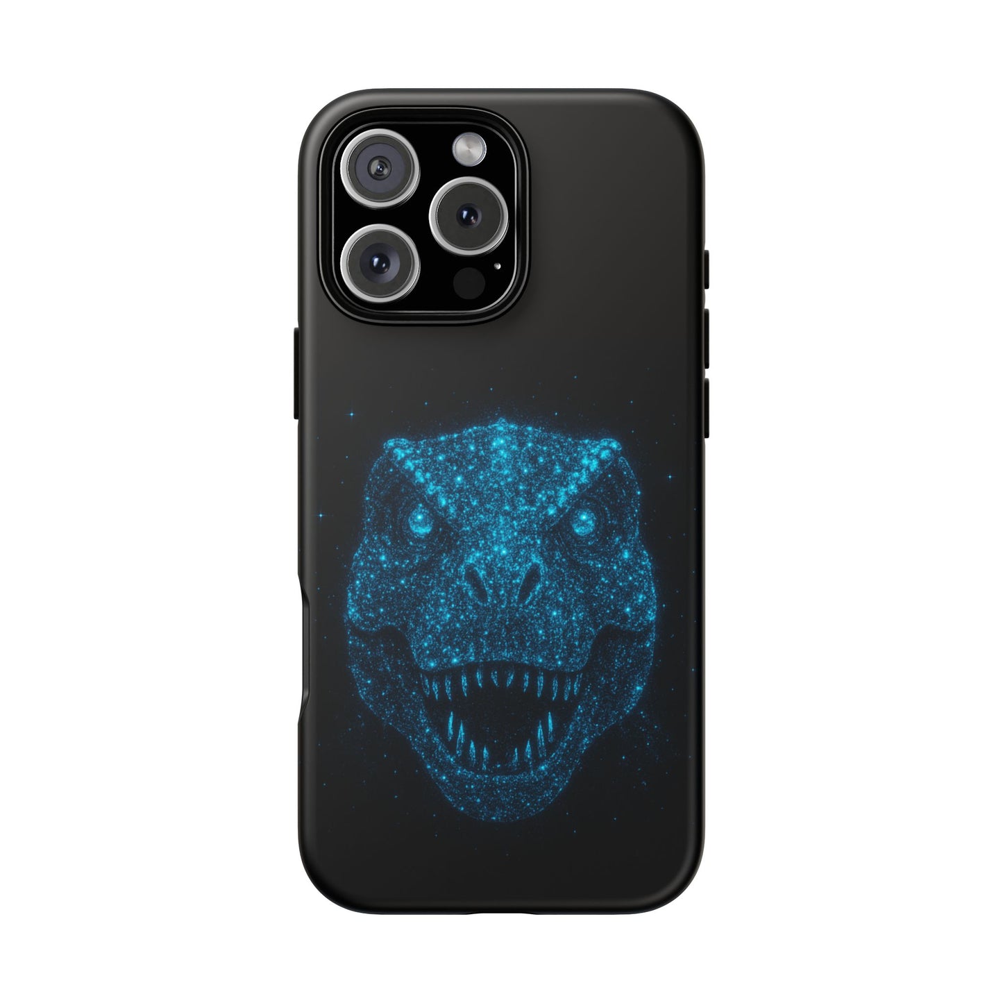 Bioluminescent Particle T-Rex iPhone Case - Galaxy-Style Cosmic Dino on Tough Dual-Layer Cover, Gift for Dino & Space Fans