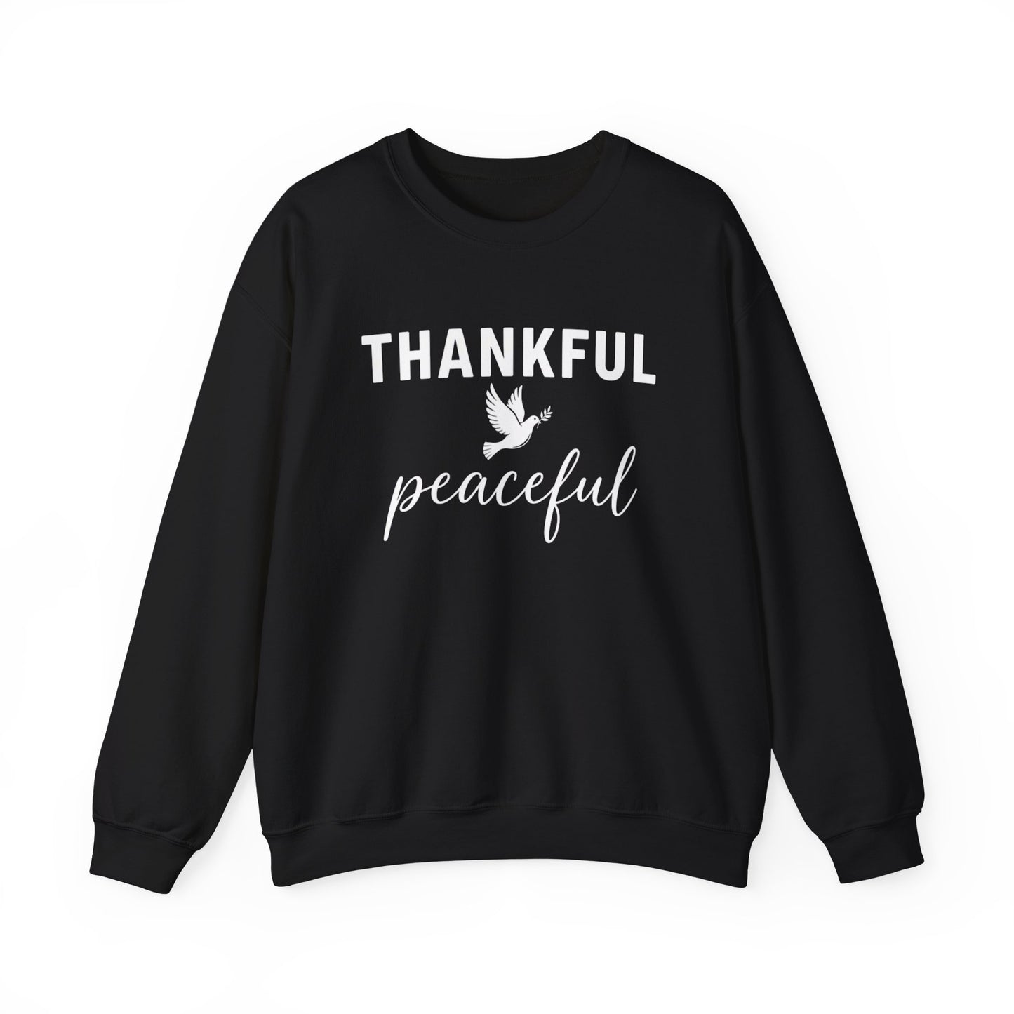 Thankful Peaceful Sweatshirt, Inspirational Quote Crewneck, Positive Message Sweater, Gratitude Gift, Cozy Faith Based Pullover