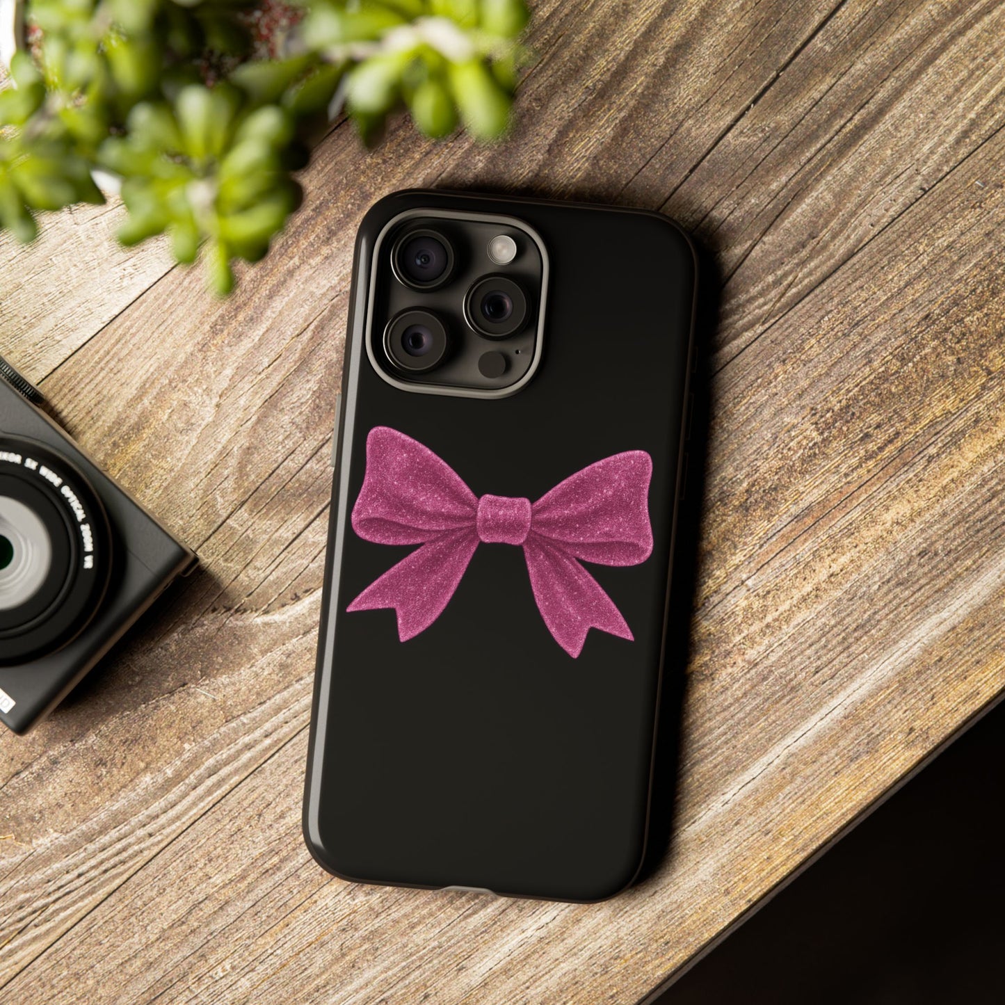 Pink Bow iPhone Case β Coquette Aesthetic Phone Cover β Glitter Soft Girl Tech Accessory β Cute Glossy Pinkcore Case β Gift for Her