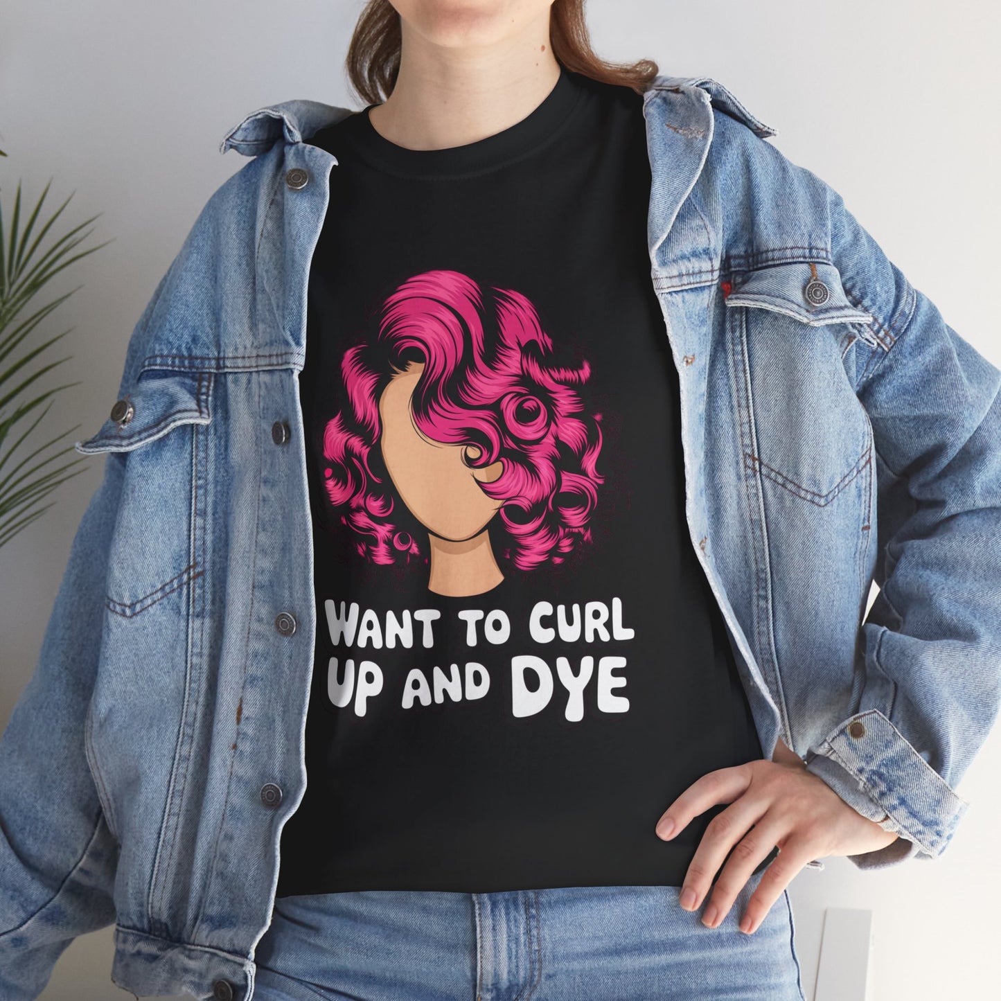 Curly Hair Tee: Want To Curl Up And Dye – Funny Hair Colorist Tee, Salon & Curl Lovers Gift, Trendy Graphic Shirt for Hairstylists