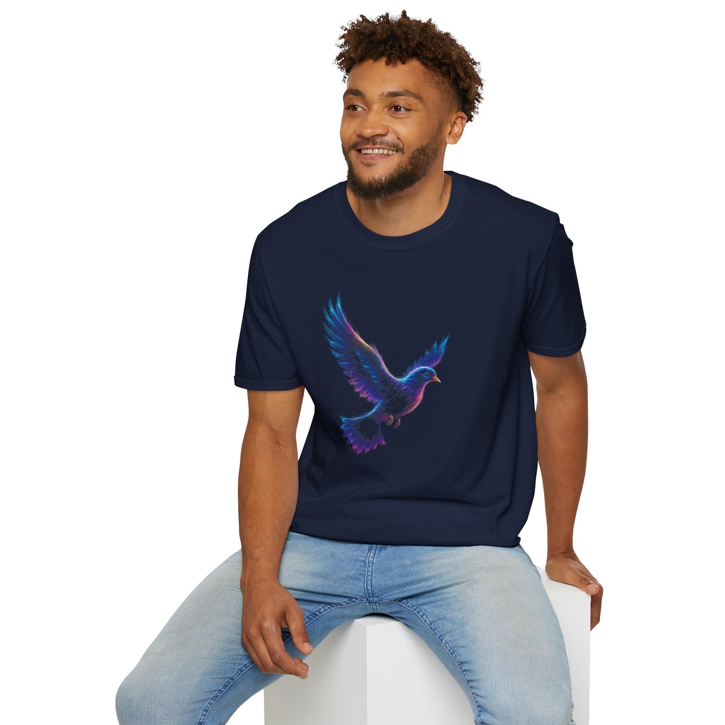 Abstract Dove Graphic Tee | Neon Spiritual Bird T-Shirt, Christian Symbol of Peace, Colorful Artsy Faith Shirt, Unique Religious Gift