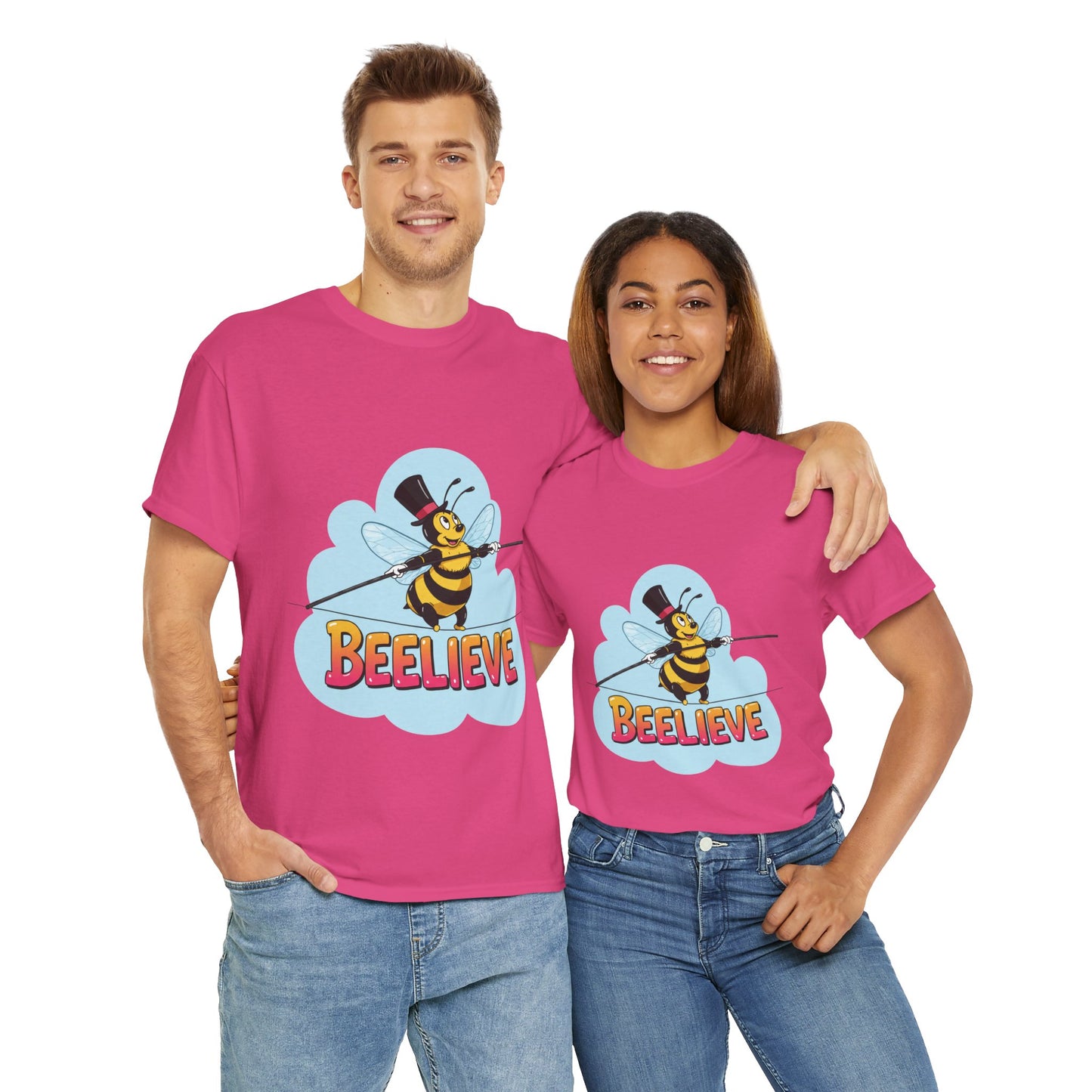 “Beelieve” Bee Pun T‑Shirt | Cute Bee Graphic Tee | Inspirational Pun Shirt | Funny Nature Lover Gift | Bee Belief Positive Vibes Tee