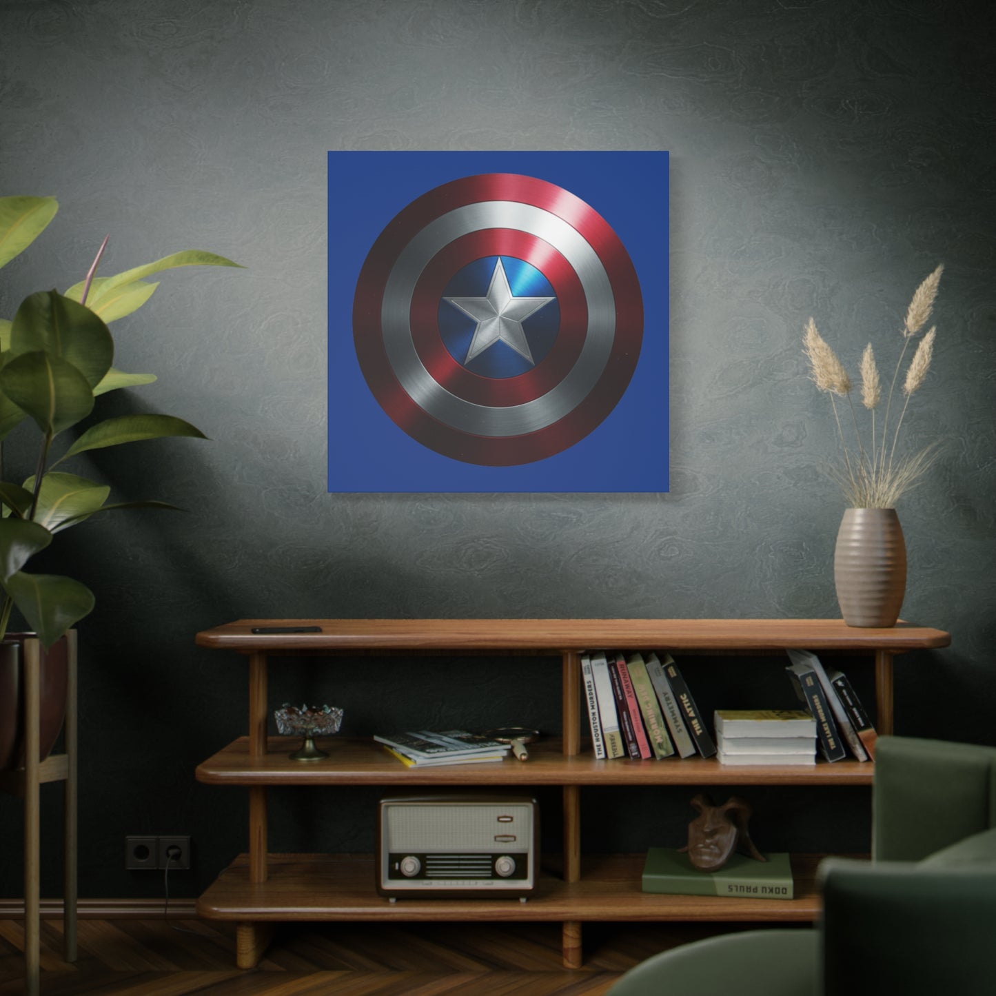 Superhero Shield Canvas Art - Stretched Matte Decor for Fans