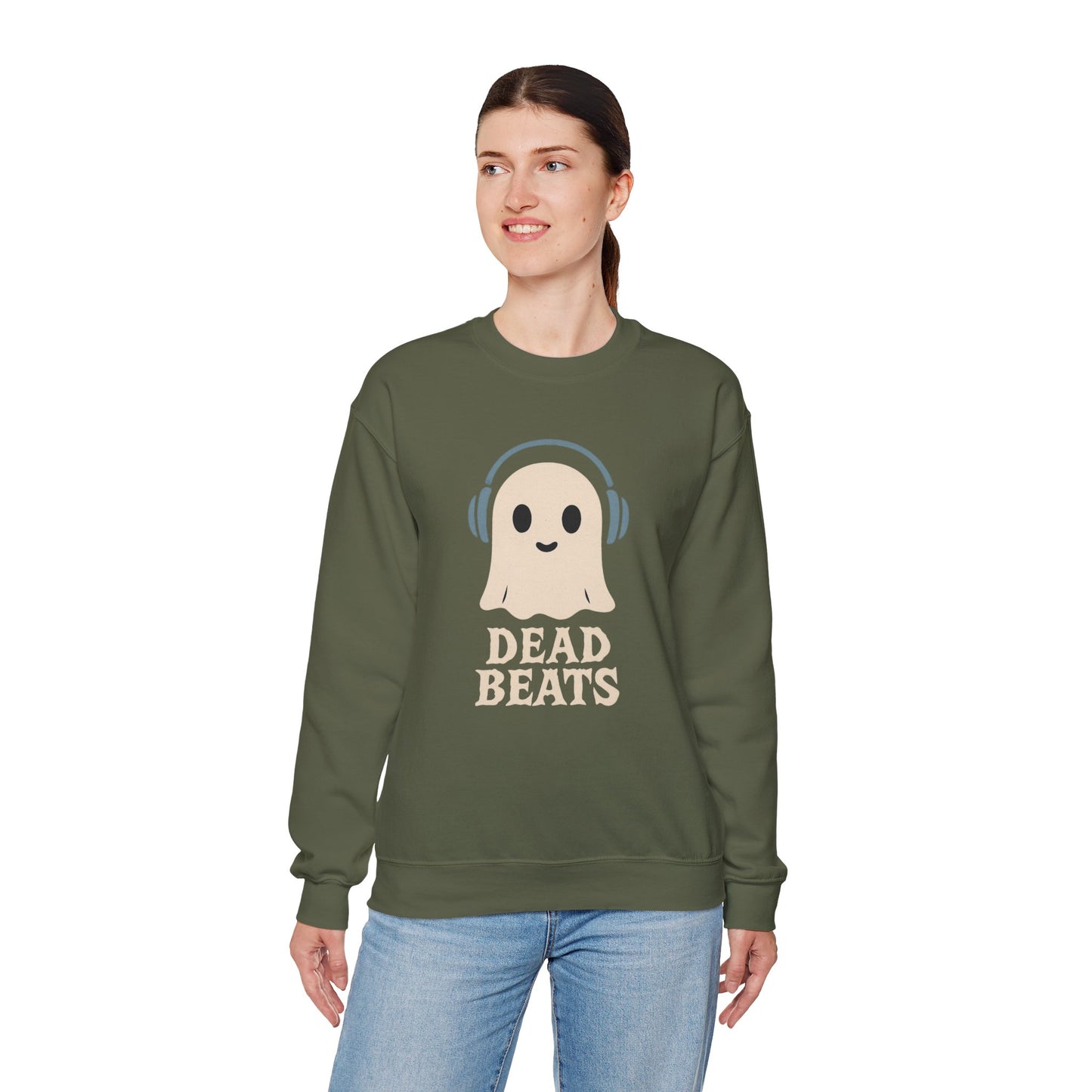 Dead Beats Ghost Sweatshirt, Funny Halloween Crewneck, Spooky Season Pullover, Music Lover Halloween Shirt, Cute Ghost Graphic Top
