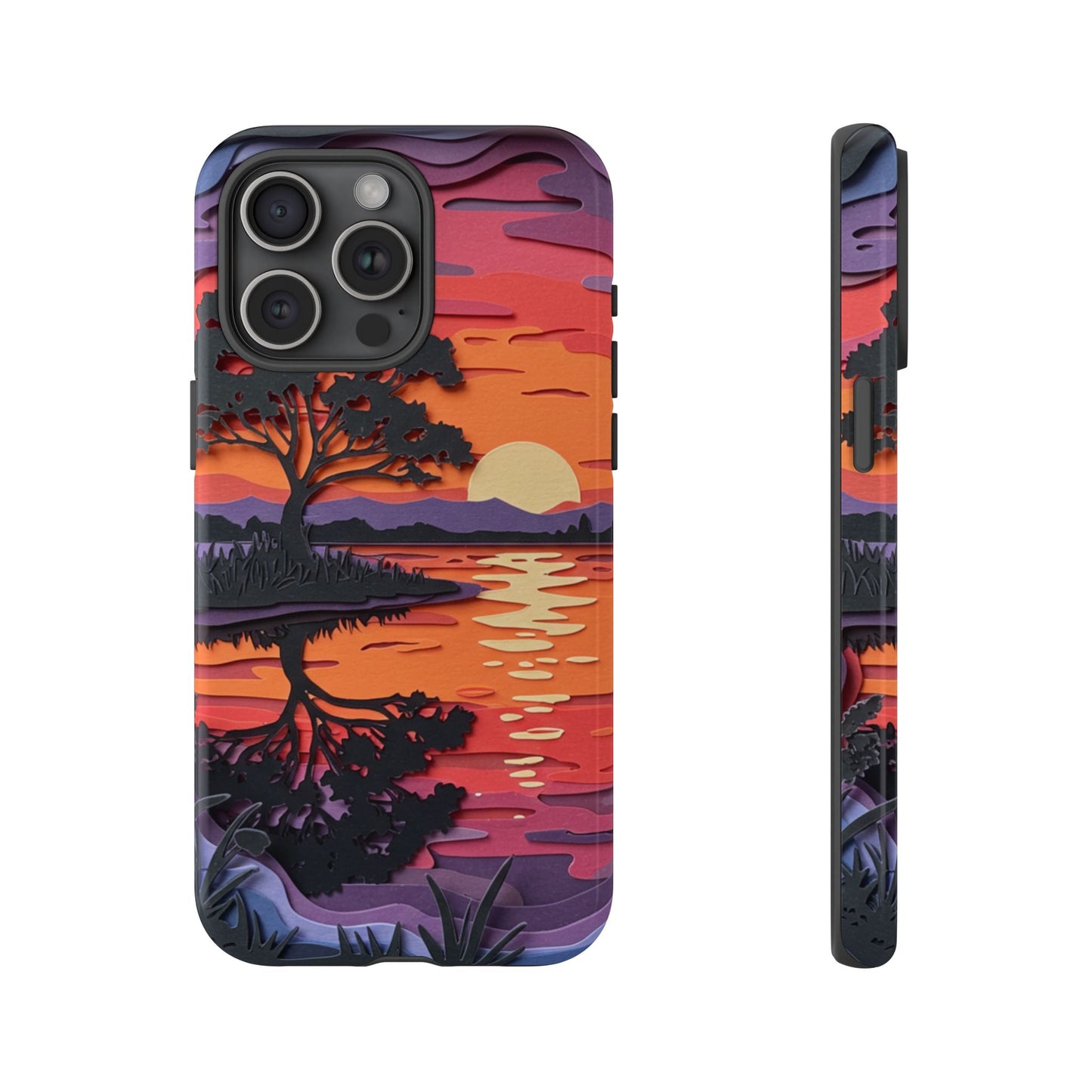 iPhone Case - Colorful Paper Art Sunset Design