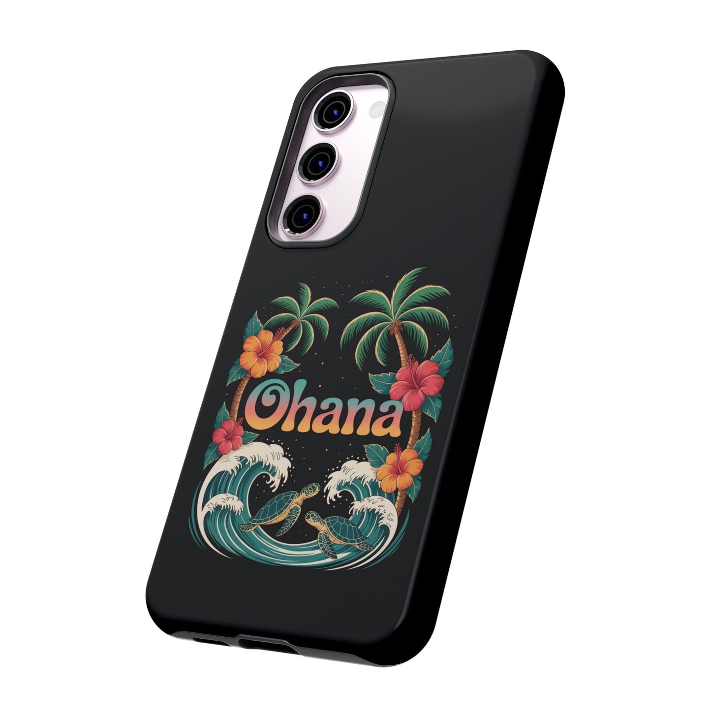 Tropical Ohana Samsung Case - Summer Beach Phone Cover - Hawaiian Palm & Hibiscus Design - Rugged & Glossy Protector for Galaxy