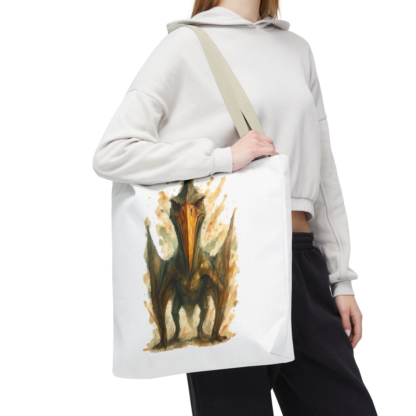Quetzalcoatlus Tote Bag | Dinosaur Art Canvas Shopper | Prehistoric Pterosaur Gift for Dino Lovers | Eco-friendly Reusable Bag Jurassic Tote