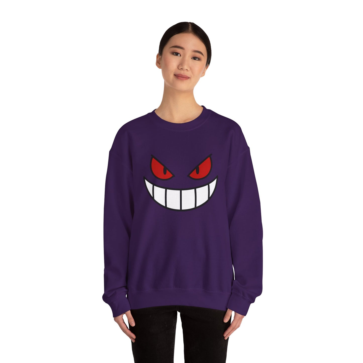 Evil Grin Sweatshirt, Creepy Skull Face Crewneck, Spooky Halloween Pullover, Dark Grinning Ghost Tee, Unisex Scary Smile Sweatshirt