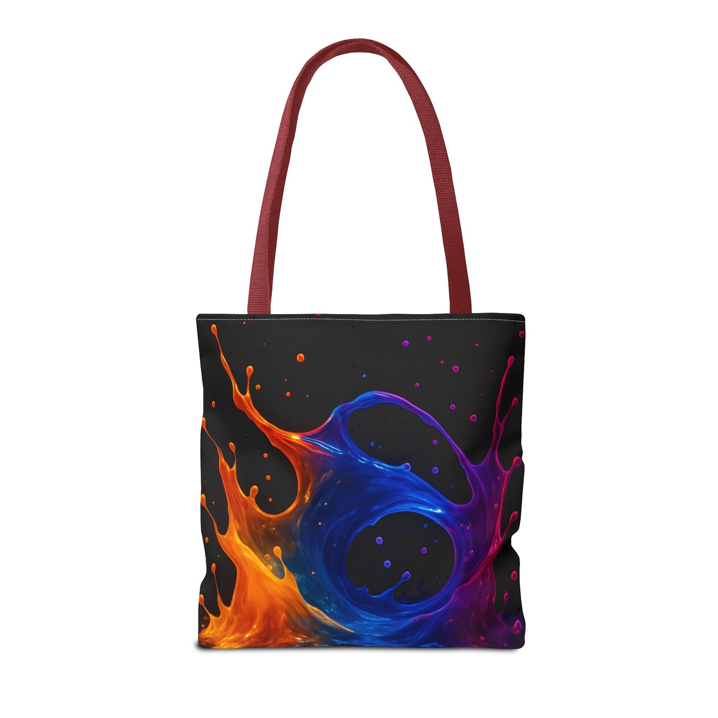 Elemental Fusion Tote Bag, Fire And Water Abstract Art Design, Vibrant Blue And Orange Splash Reusable Tote For Artists, Travel, And Everyday Use