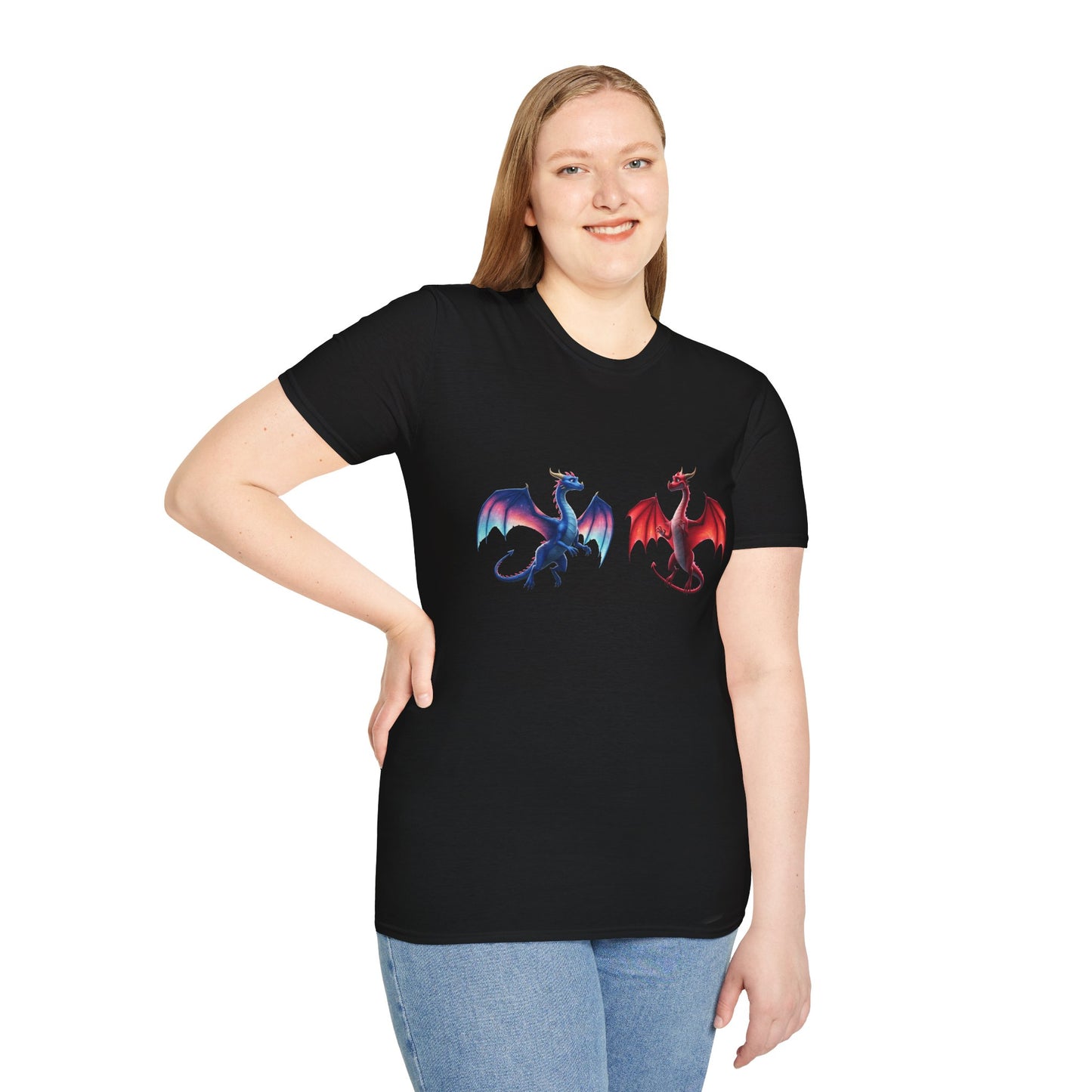 Dragon Duel Fantasy T-Shirt | Fire & Ice Dragon Graphic Tee | Unisex Gamer Shirt | DnD Gift | Cool Mythical Creature Shirt