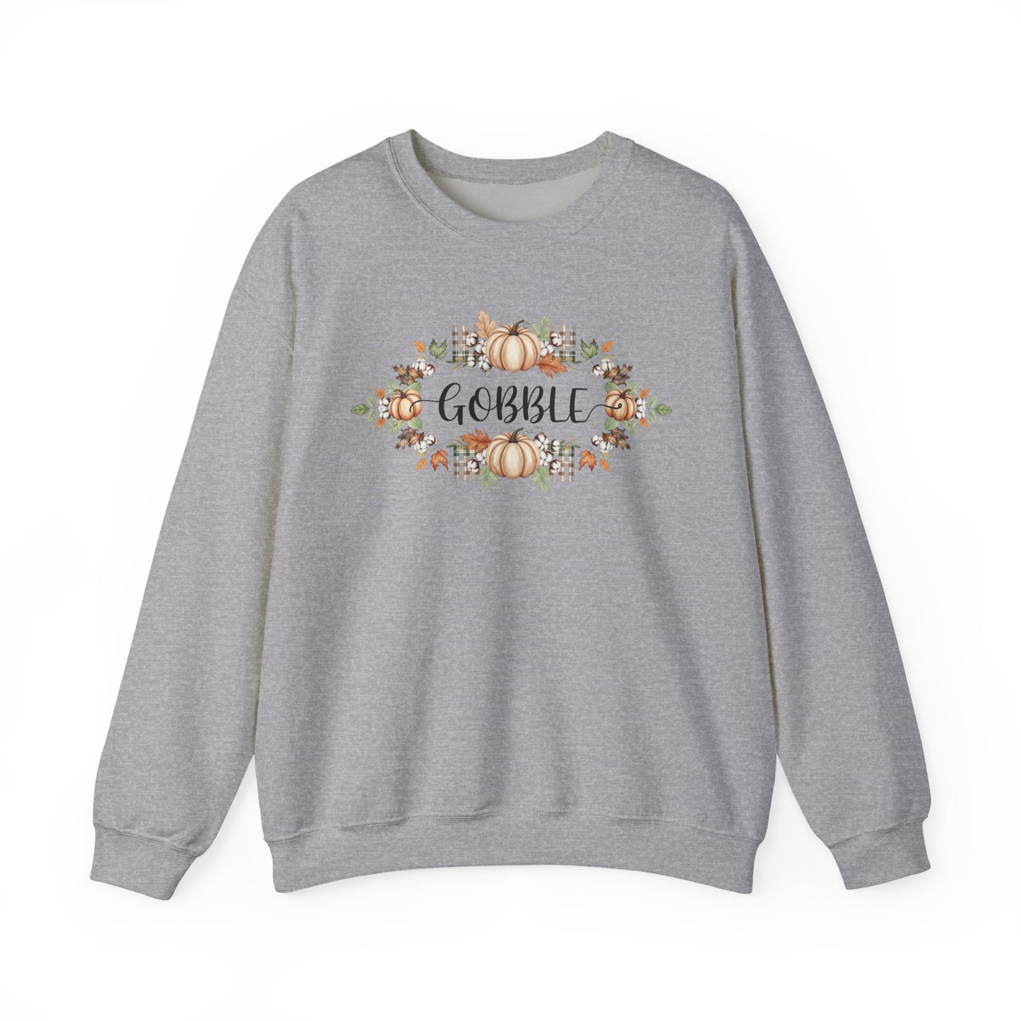 Gobble Thanksgiving Sweatshirt, Rustic Fall Turkey Crewneck, Autumn Pumpkin Floral Pullover, Thanksgiving Outfit Sweater Gift