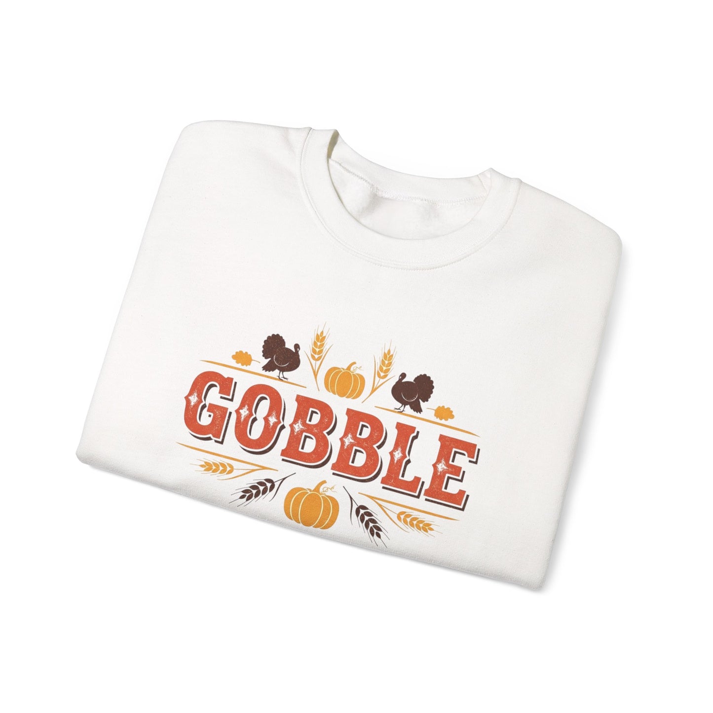 Gobble Thanksgiving Sweatshirt, Fall Pumpkin Turkey Shirt, Cozy Autumn Crewneck, Cute Gobble Pullover, Thanksgiving Dinner Outfit