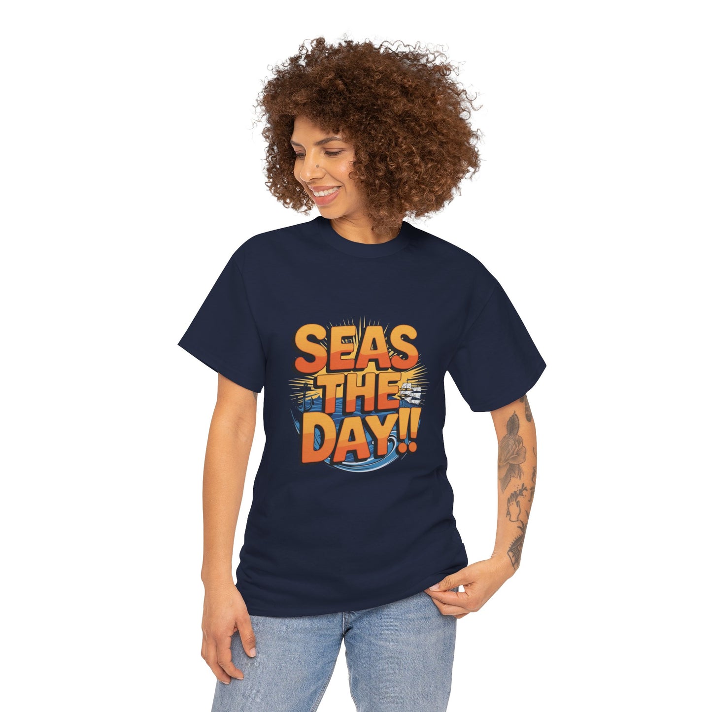 Seas The Day!! Tee • Ocean Pun Graphic Shirt • Comfort Colors Unisex Beachy Vibes • Nautical Aesthetic • Gift for Sea Lovers & Summer Vacays