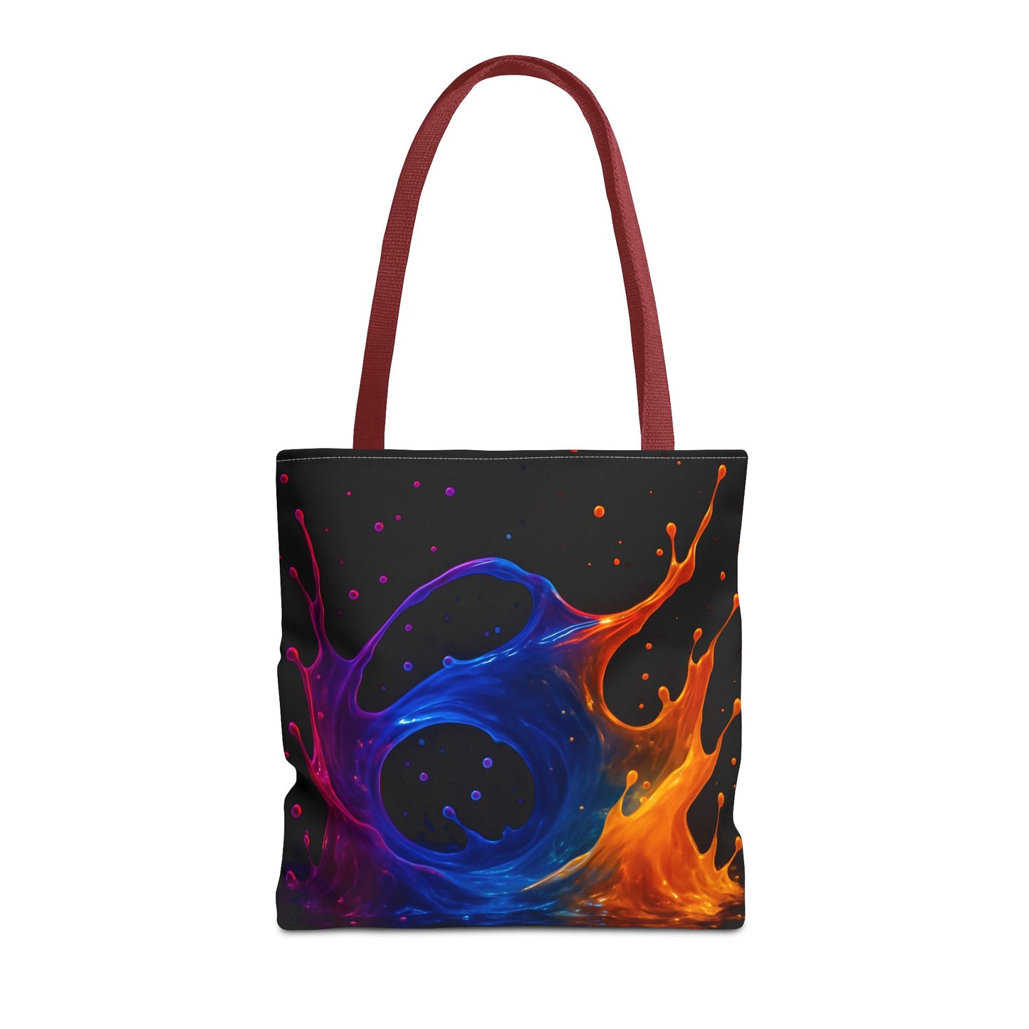 Elemental Fusion Tote Bag, Fire And Water Abstract Art Design, Vibrant Blue And Orange Splash Reusable Tote For Artists, Travel, And Everyday Use