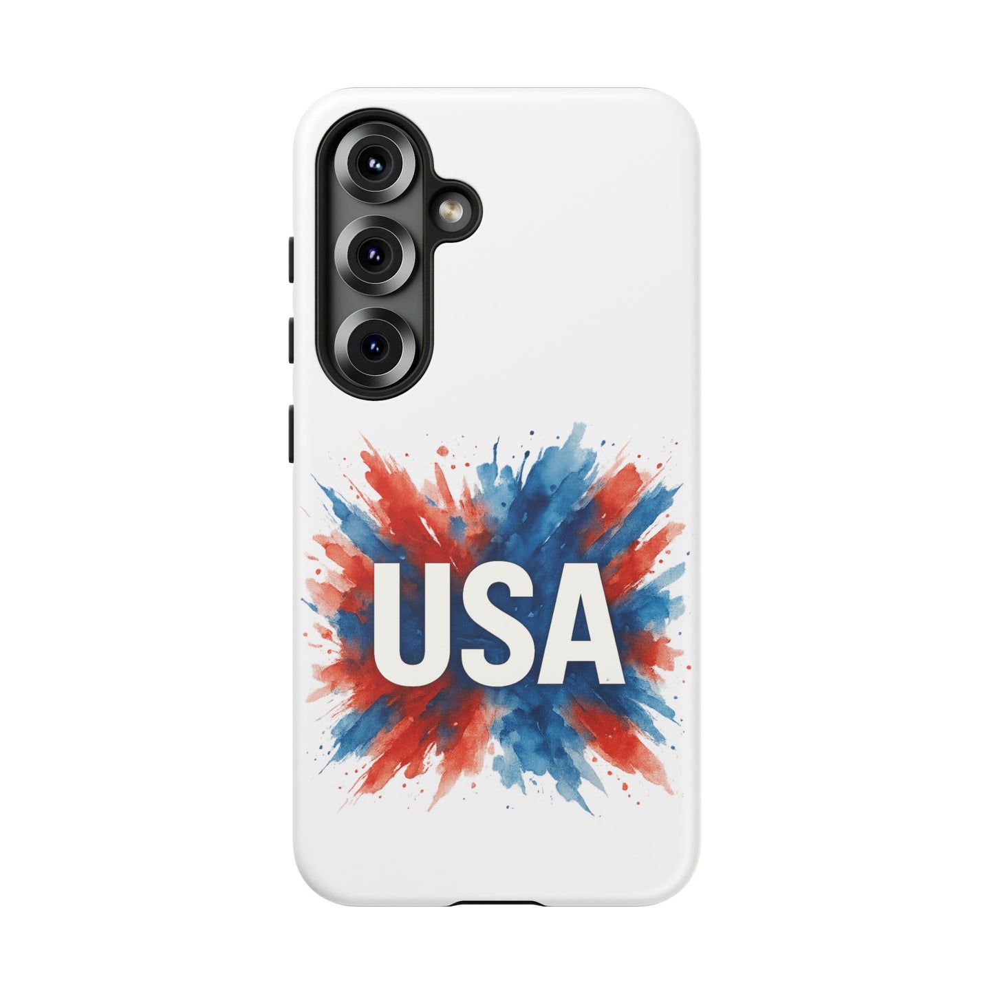 USA Splash Samsung Case - Patriotic Red White Blue Tough Cover, Dual-Layer Protection, 4th of July amd Veteran Gift for Galaxy
