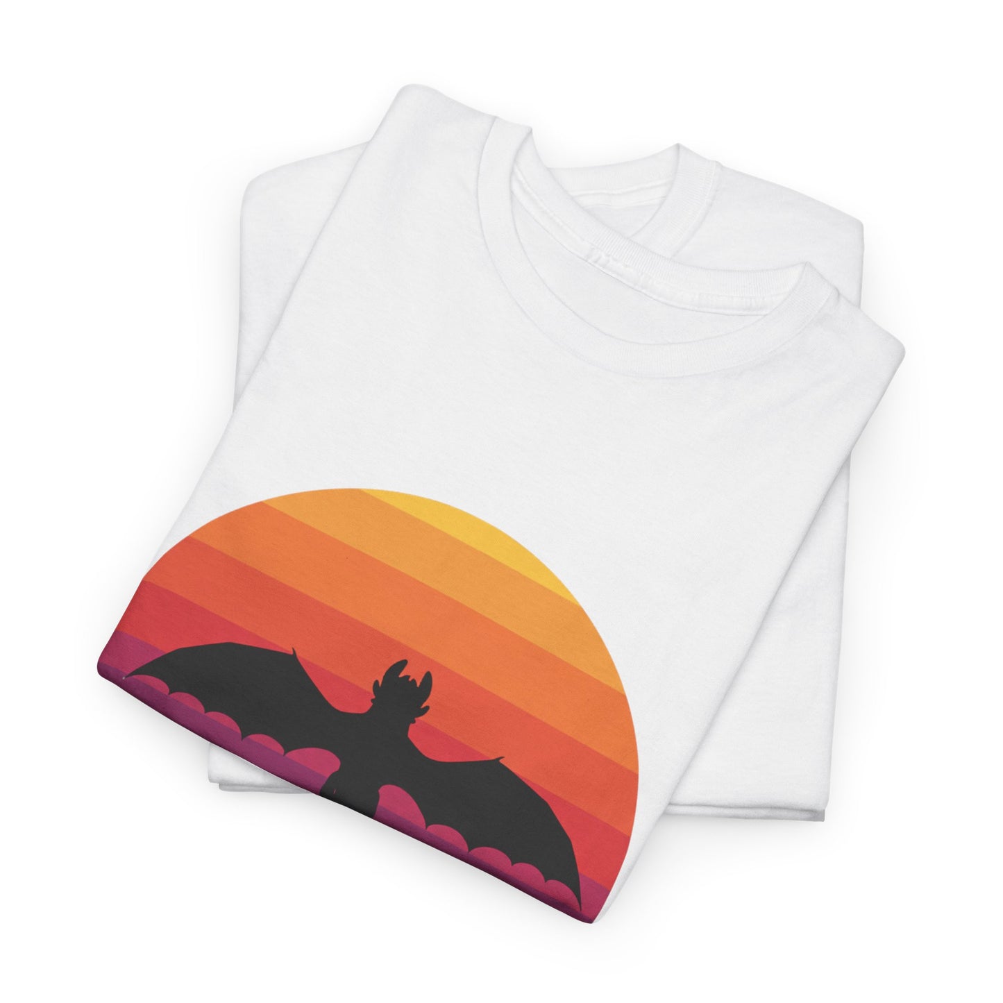 Night Dragon Sunset T-Shirt | Retro Dragon Silhouette Tee | Fantasy Dragon Shirt | Unisex Graphic Tee | Gift for Dragon Lovers
