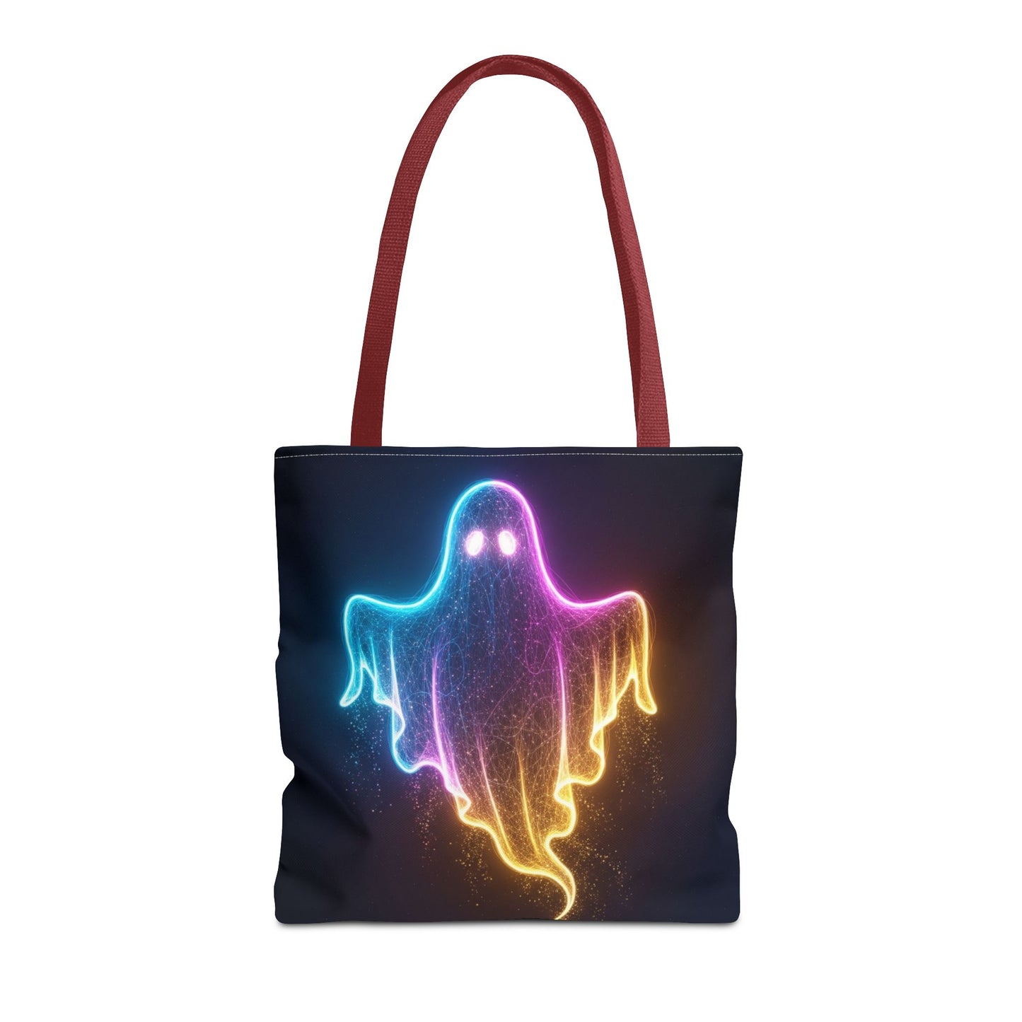Neon Ghost Tote Bag - Bright Colorful Ghost Print Shoulder Tote, Spooky Cute Reusable Canvas Bag, Halloween Aesthetic Everyday Carry