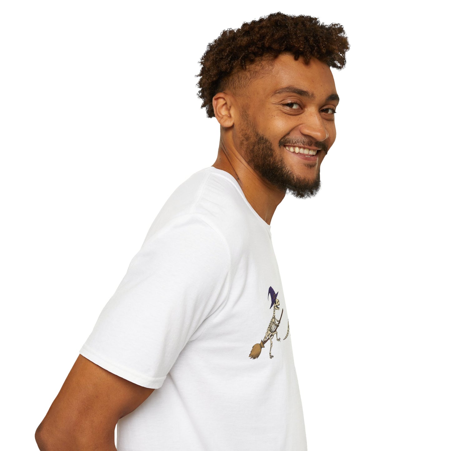 Halloween Dinosaur Skeleton Shirt - Trick-or-Treat Dino Tee, Funny T-Rex Ghost and Witch Costume Shirt, Spooky Cute Skeleton Tee, Unisex