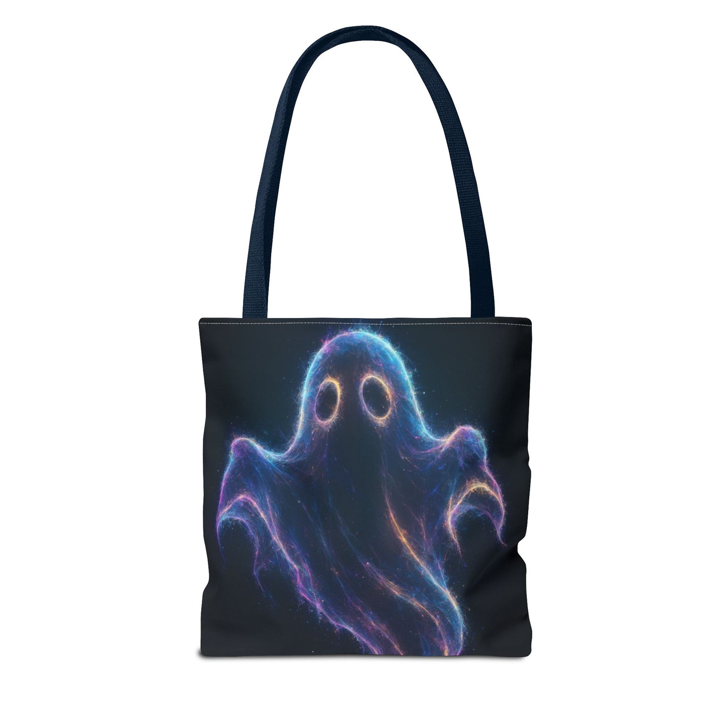 Neon Ghost Tote Bag, Spooky Halloween Canvas Tote, Glowing Cosmic Ghost Design Bag, Reusable Trick Or Treat Tote, Gothic Gift Accessory