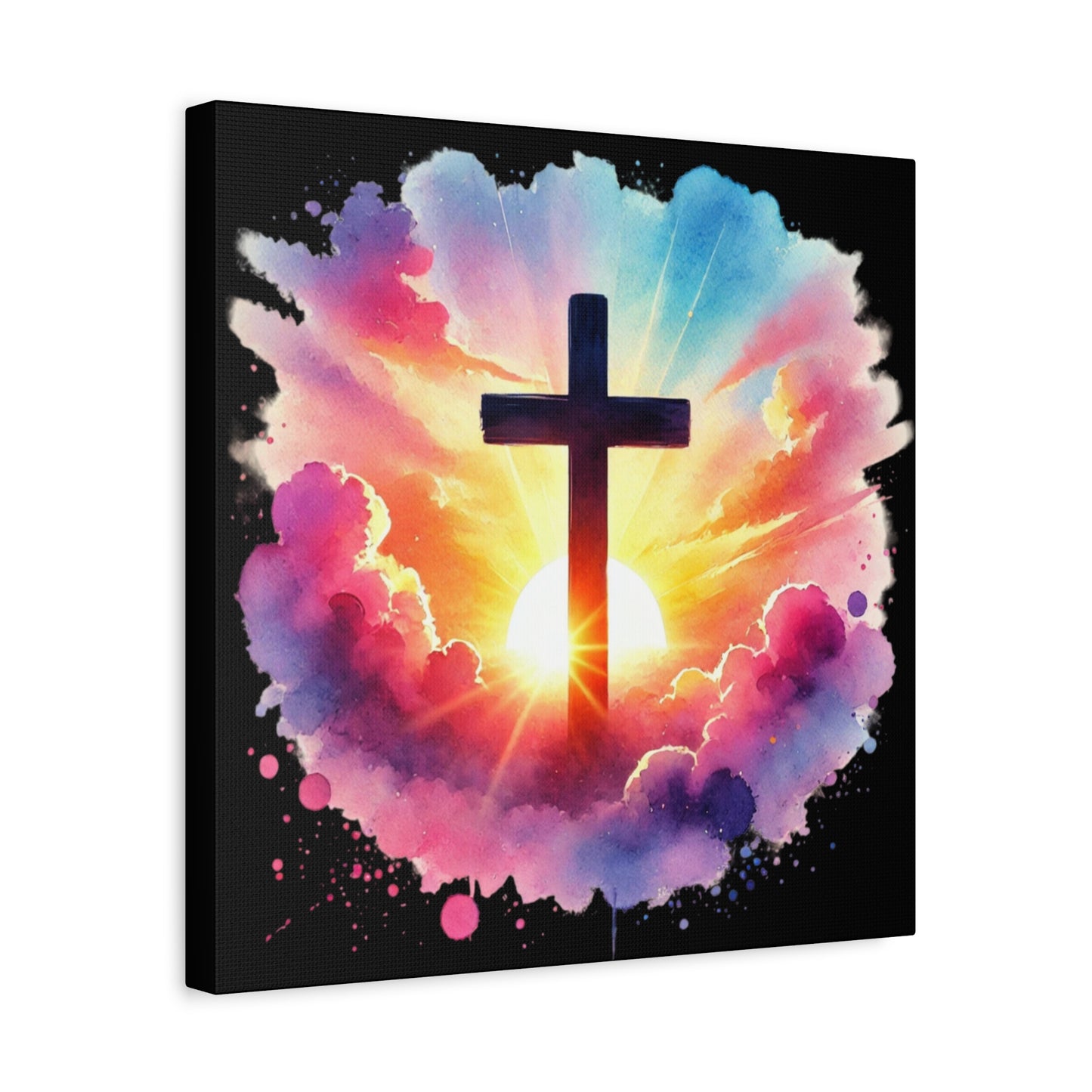 Inspirational Watercolor Cross Wall Art Christian Home Decor Faith Based Canvas Religious Art Inspirational Canvas