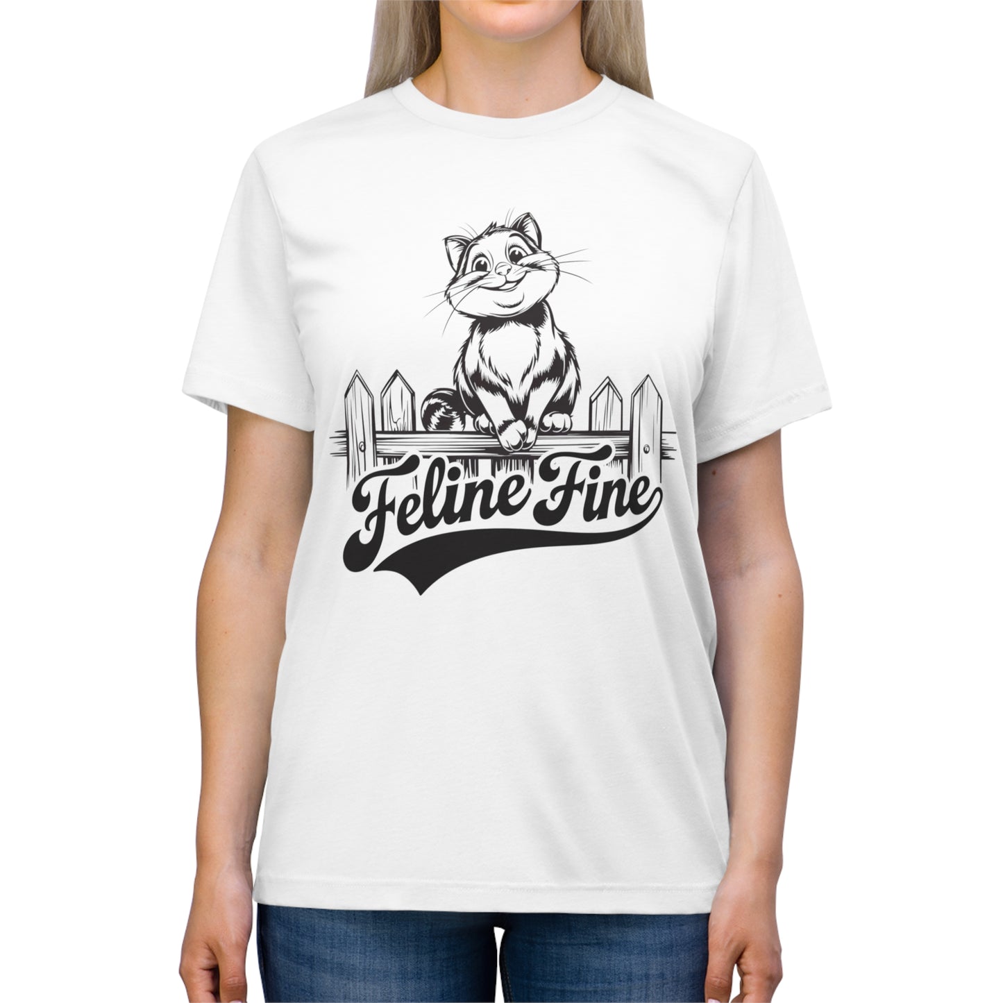Cat Lover T-Shirt, Feline Fine Tee, Smiling Cat Shirt, Unisex Graphic Tee, Animal Lover Shirt