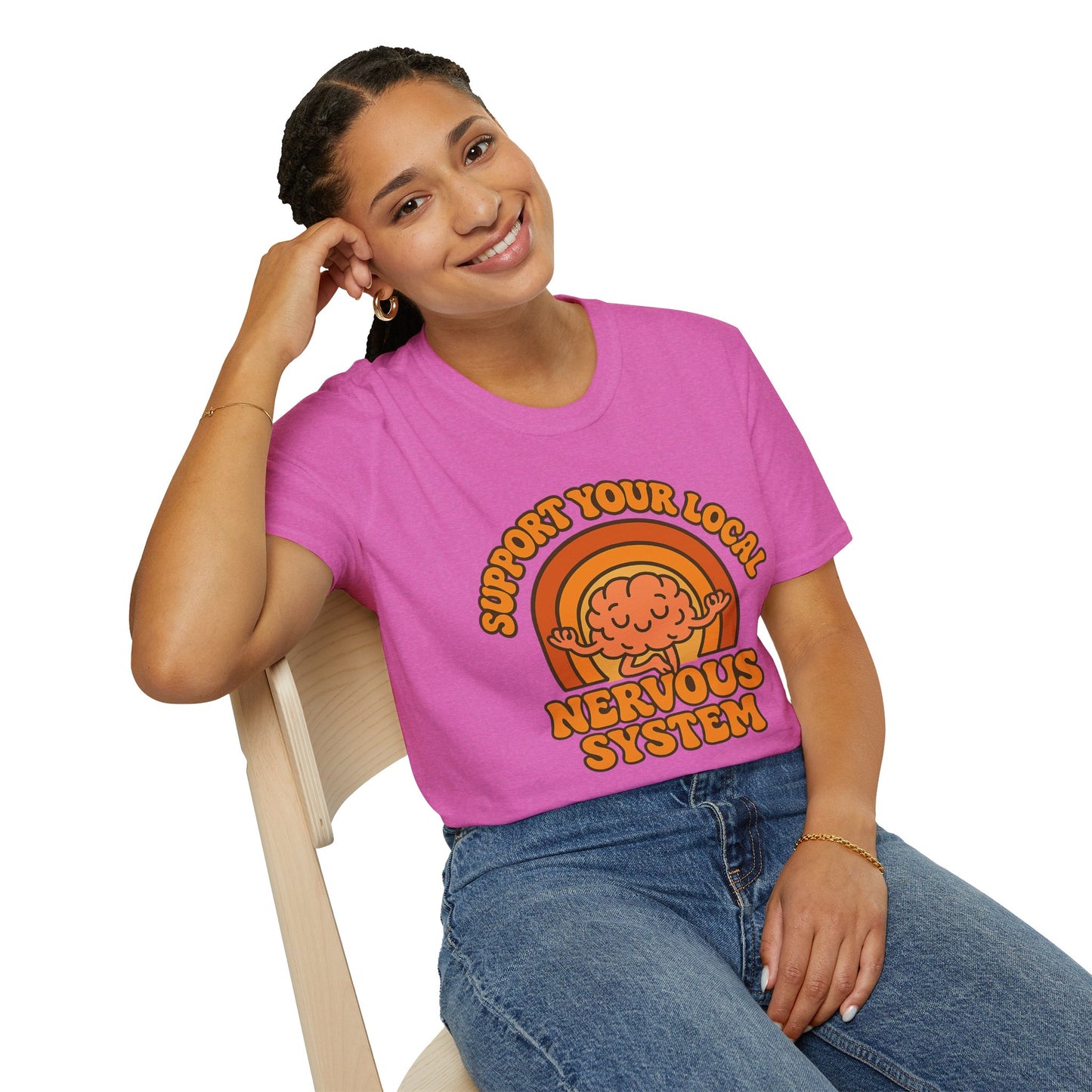 Support Your Local Nervous System T-Shirt | Funny Brain Tee, Neurodiversity Gift, Mental Health Humor Shirt, Science Geek Retro Tee