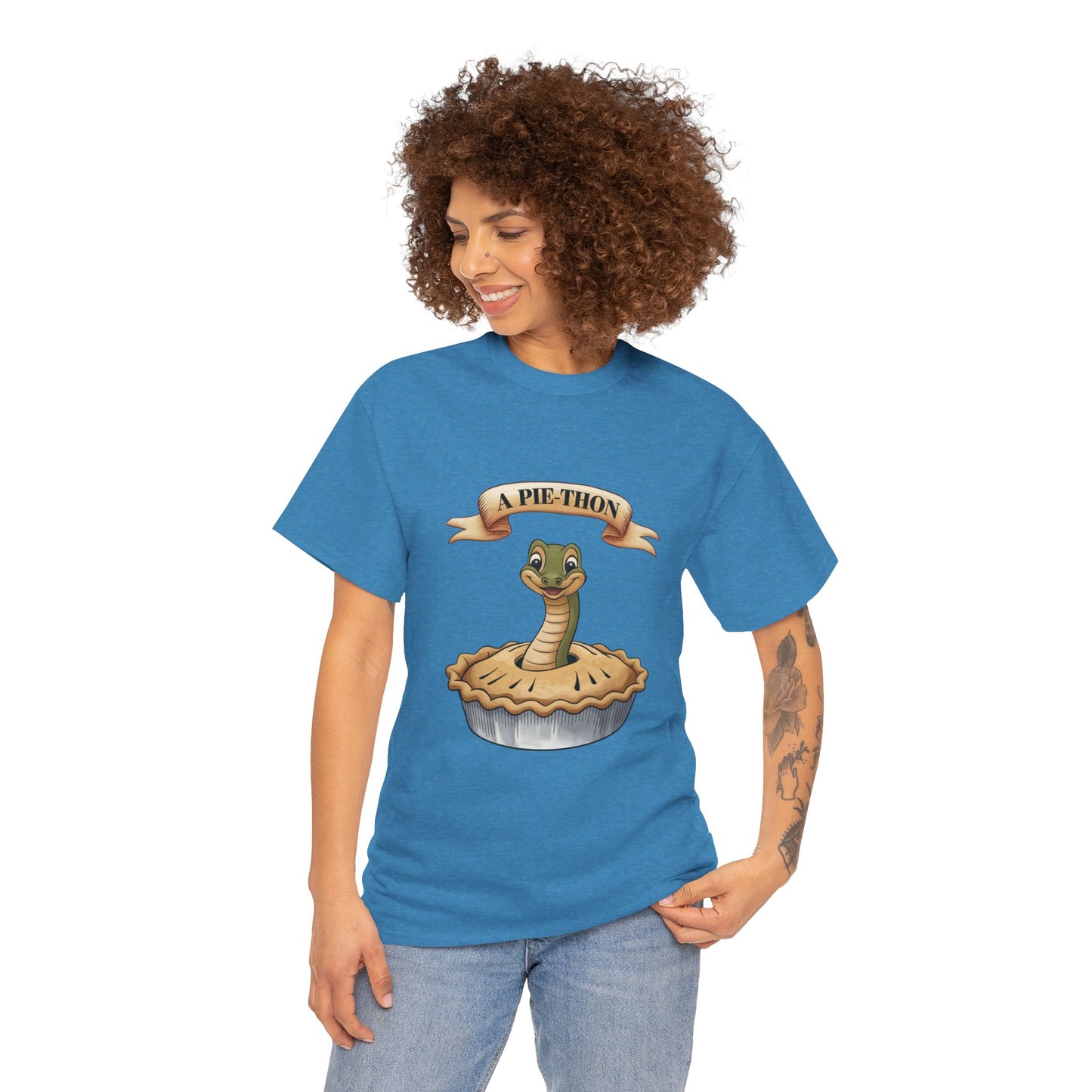 A Pie-Thon Funny Snake Pun Shirt – Cute Animal Joke T-Shirt – Quirky Graphic Tee for Pun Lovers, Reptile Fans, and Unique Gift Ideas