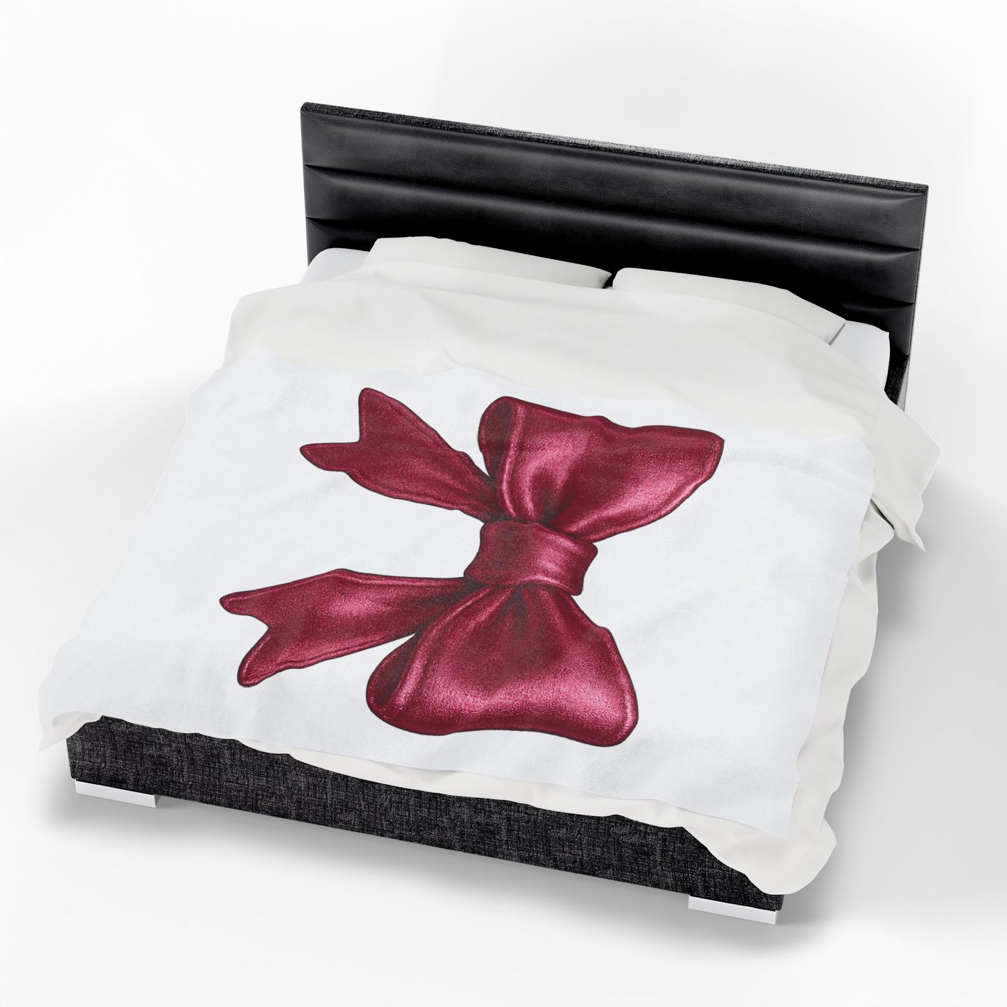 Coquette Bow Blanket – Burgundy Ribbon Throw Blanket, Girly Aesthetic Gift, Soft Cozy Bed or Couch Decor