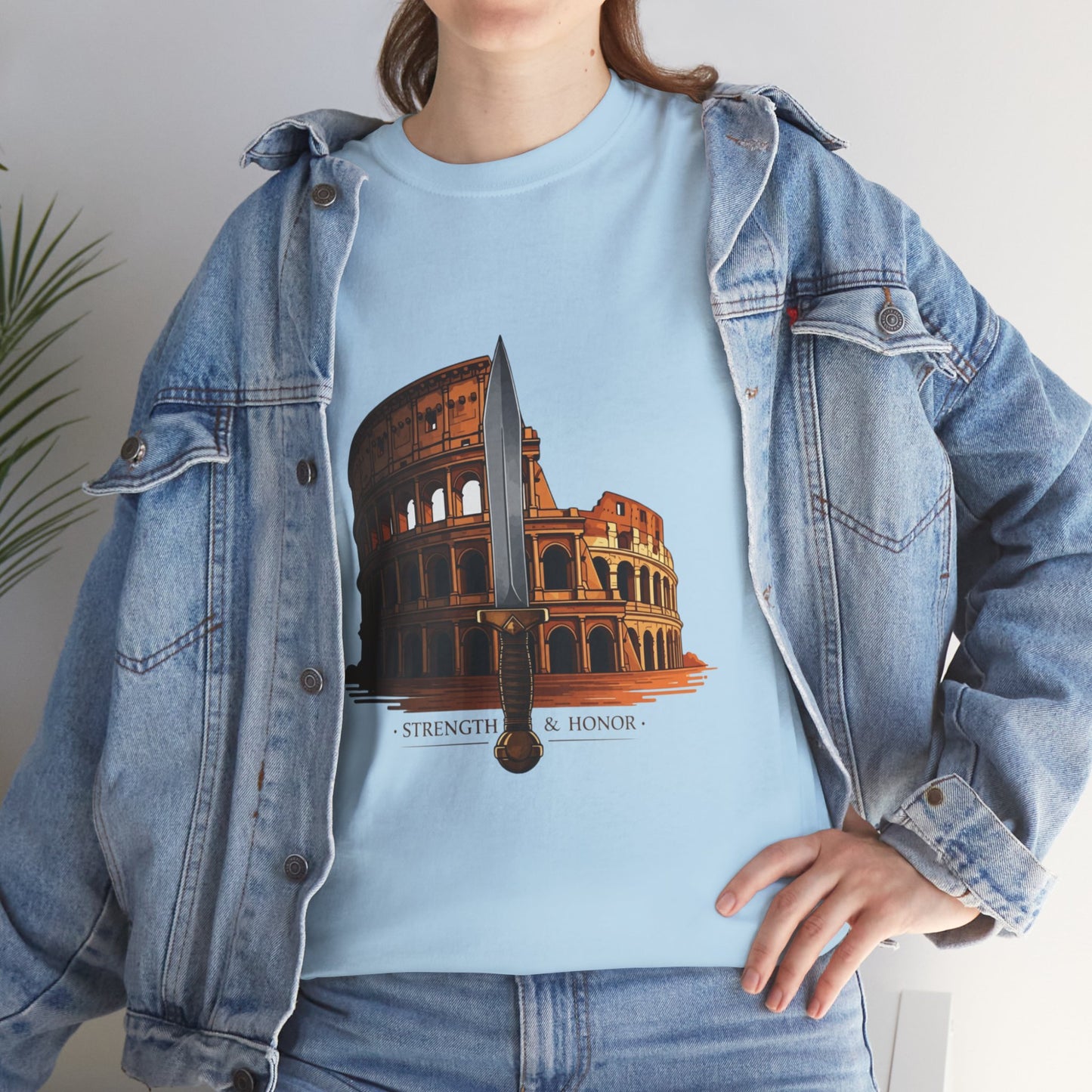 Strength & Honor Gladiator Shirt – Roman Colosseum Sword Graphic Tee – Ancient Rome History T-Shirt for Gladiator & Travel Fans