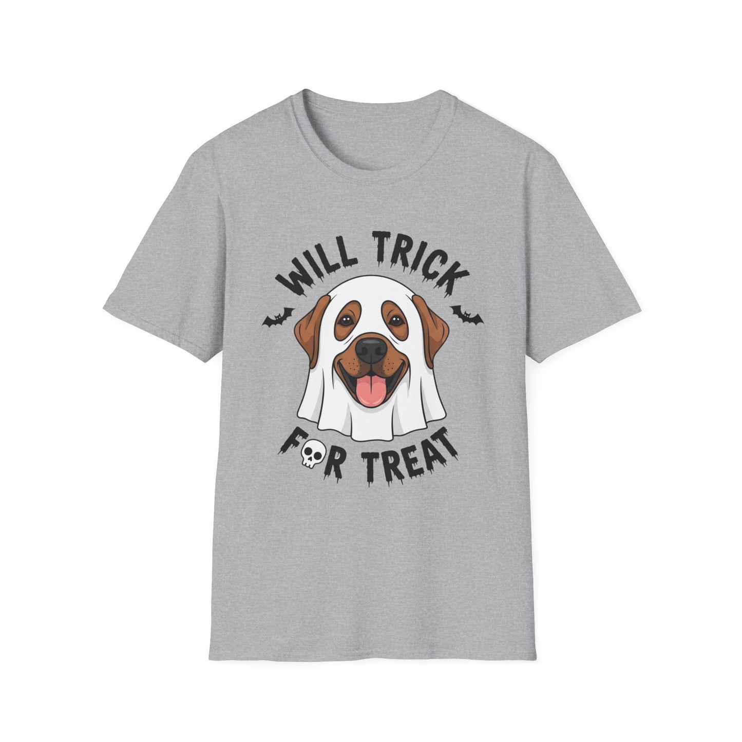 Will Trick for Treat Ghost Dog Halloween T-Shirt | Funny Spooky Dog Tee | Trick or Treat Pup Graphic Tee | Cute Fall Gift for Dog Lovers
