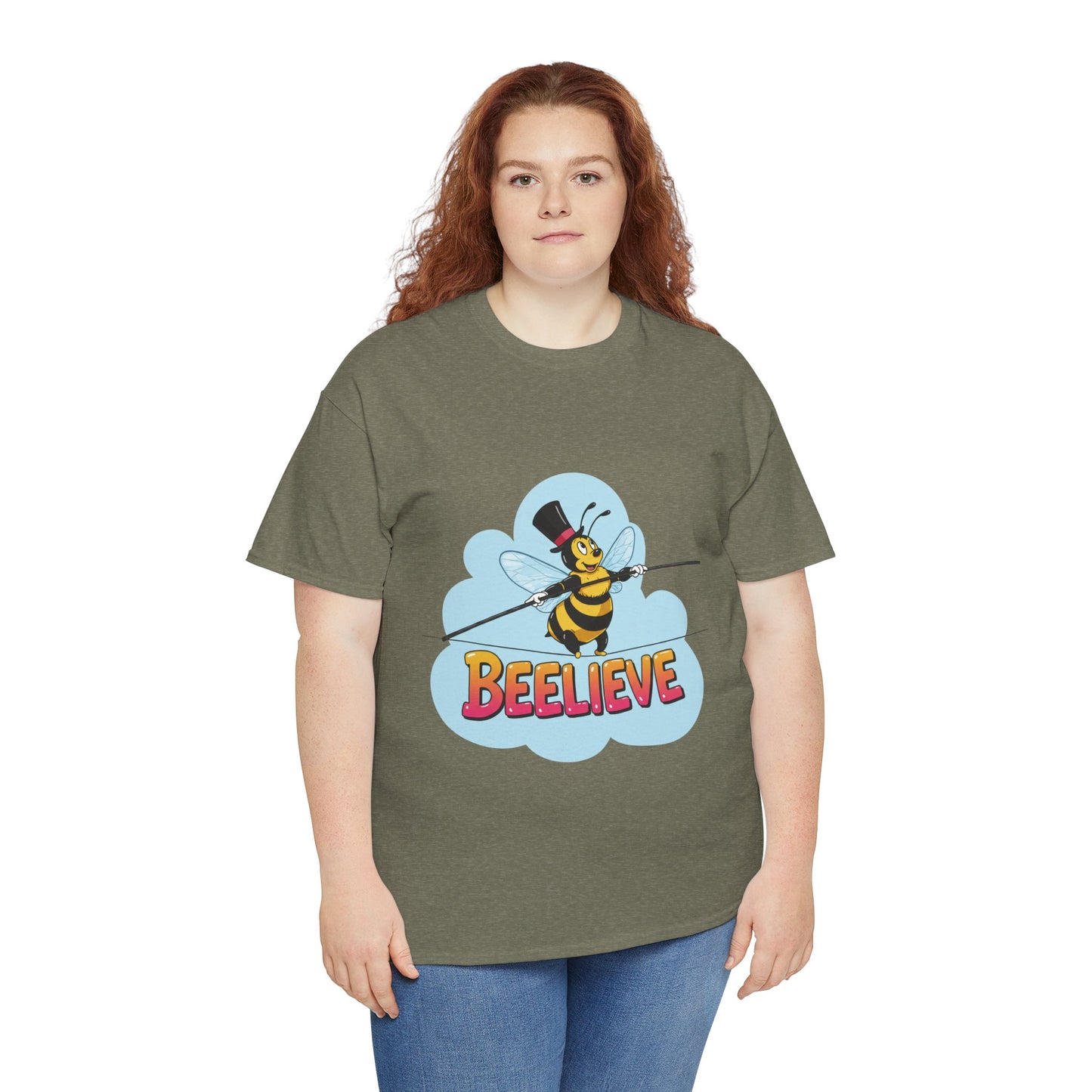 “Beelieve” Bee Pun T‑Shirt | Cute Bee Graphic Tee | Inspirational Pun Shirt | Funny Nature Lover Gift | Bee Belief Positive Vibes Tee