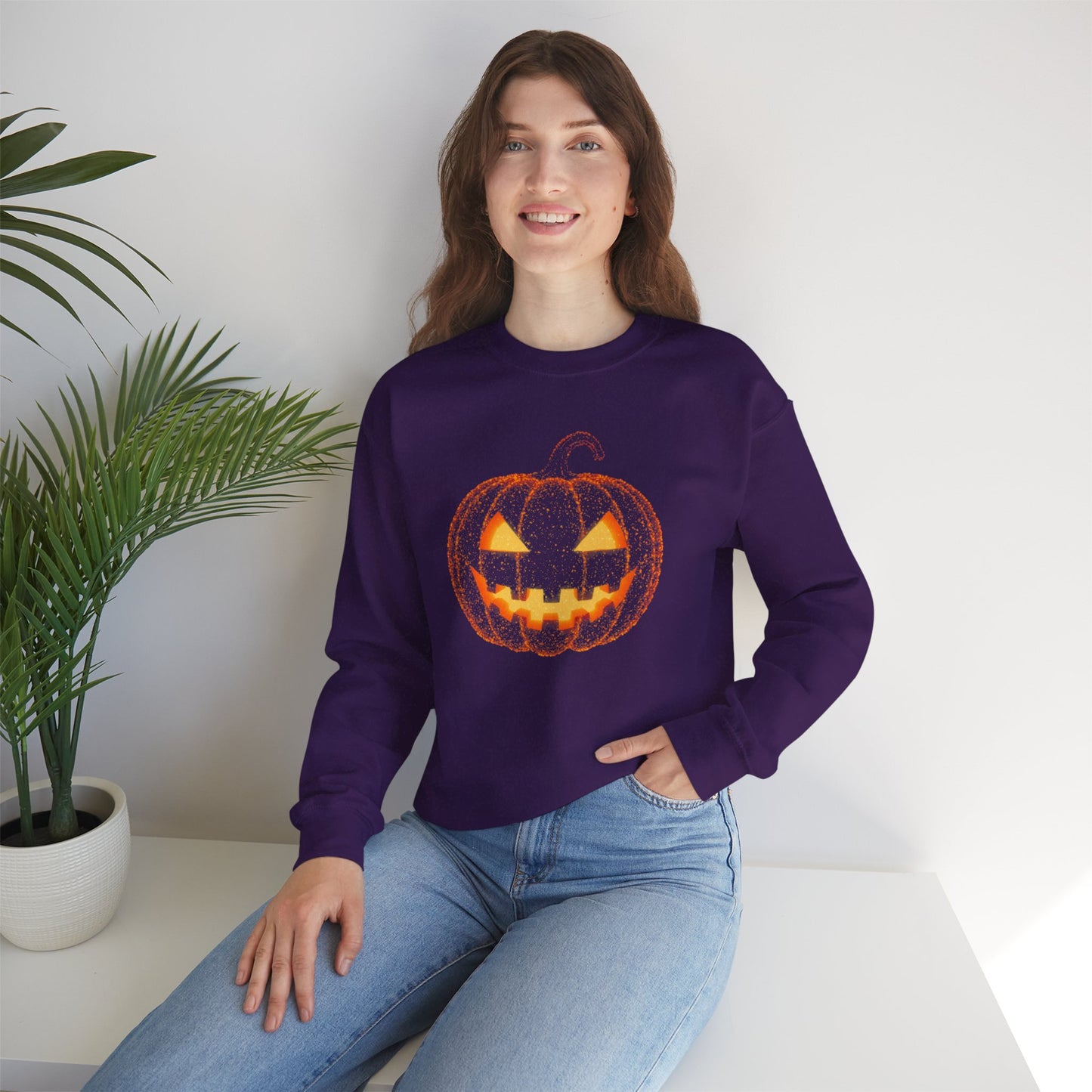 Jack O'Lantern Pumpkin Sweatshirt • Halloween Crewneck Sweater • Spooky Season Fall Top • Cozy Autumn Pumpkin Patch Graphic Shirt