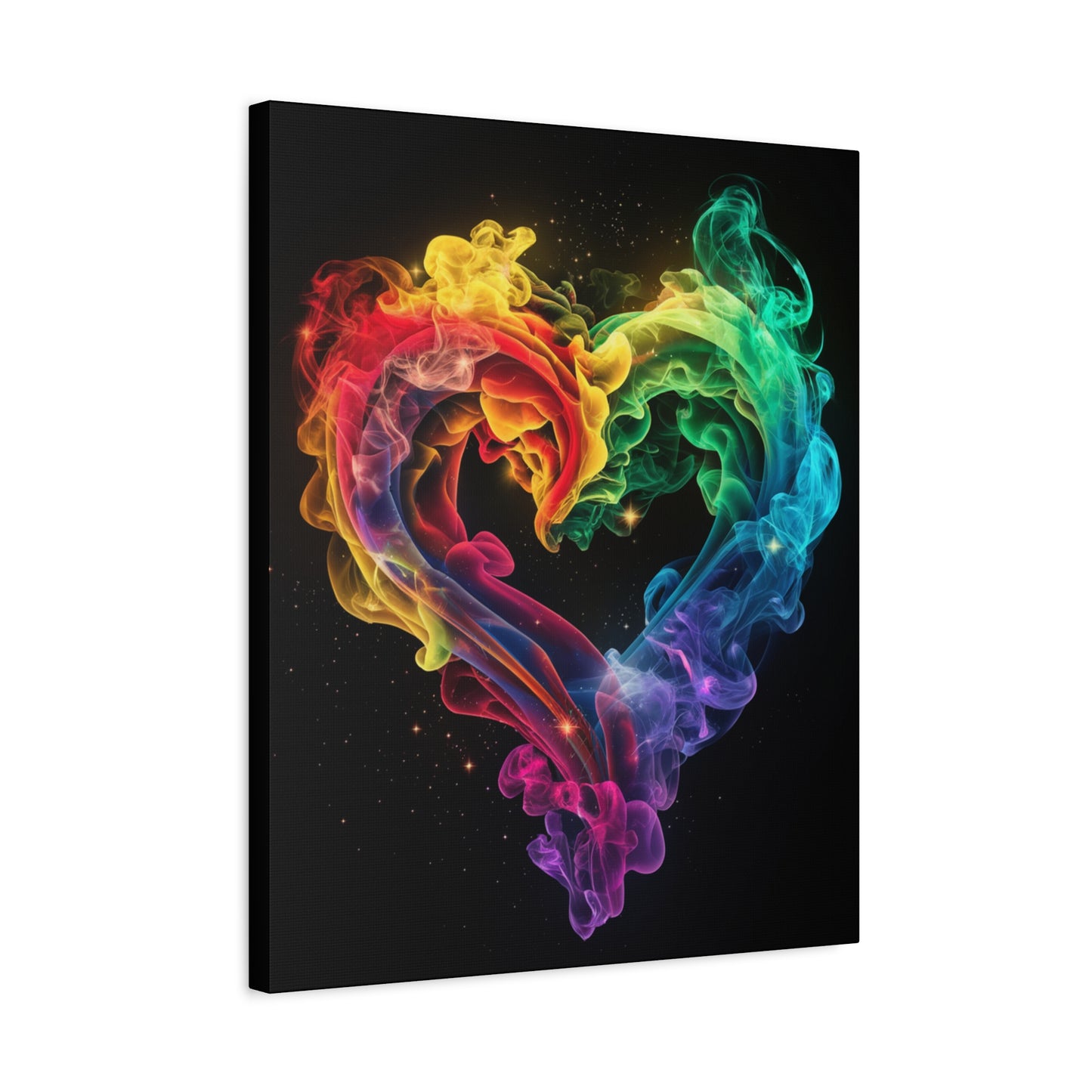Canvas Art Print - Colorful Smoke Heart Design