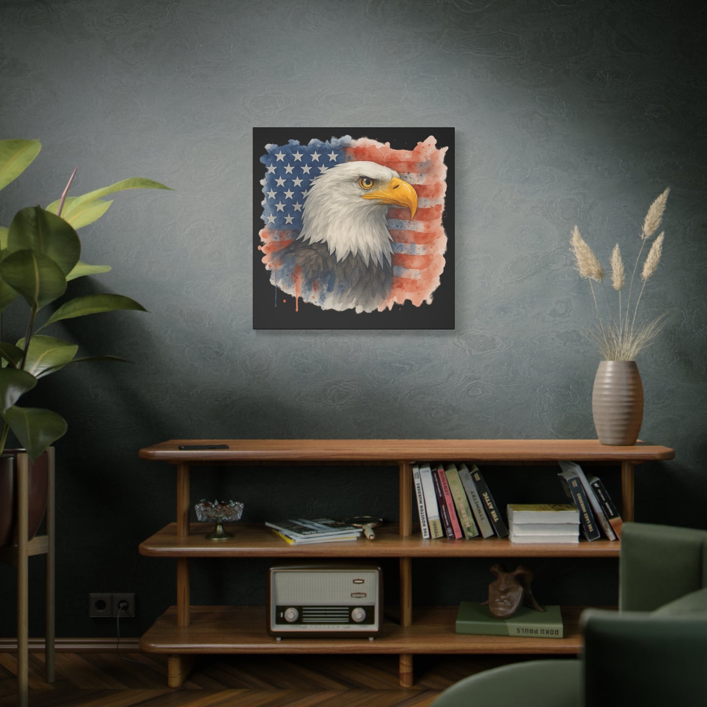 Patriotic Eagle Canvas Art American Flag Decor Independence Day Decor 4th of July Canvas Gift for Veteran