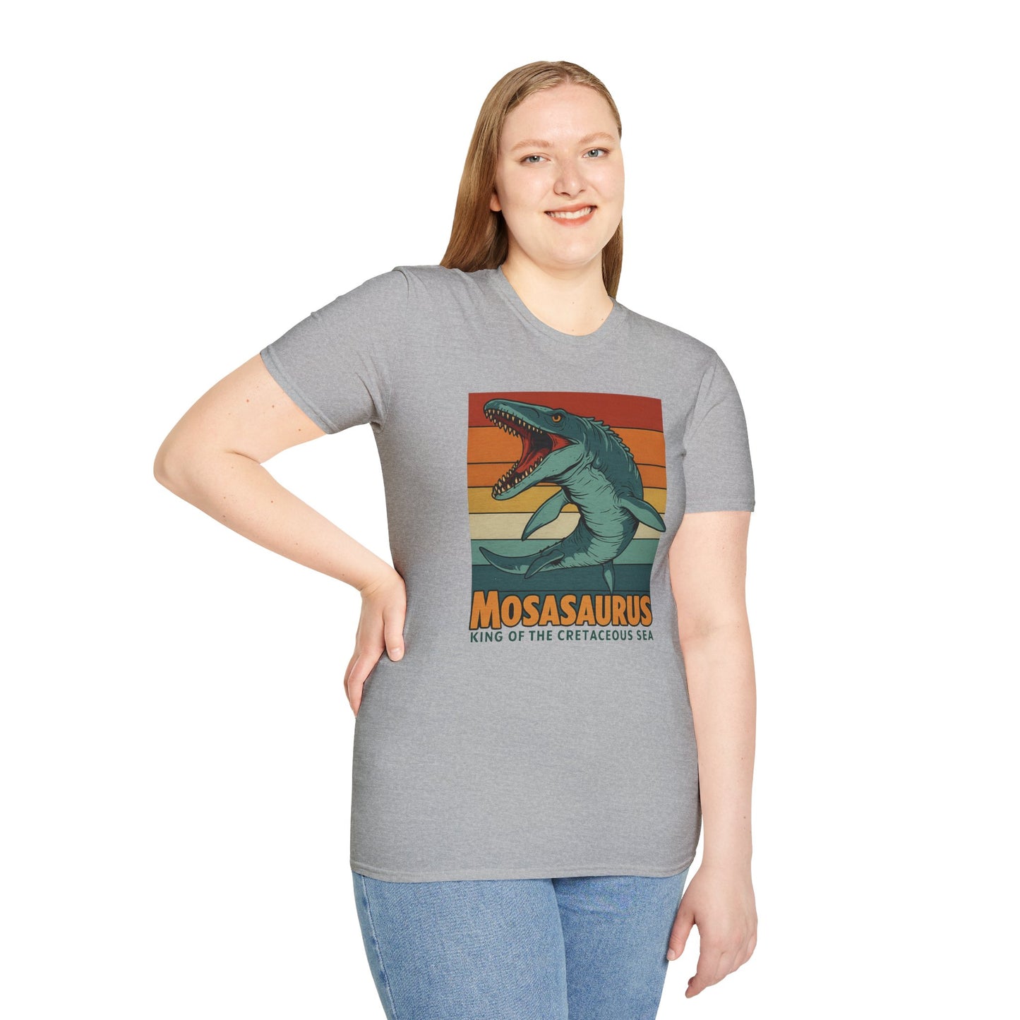 Retro Mosasaurus T-Shirt - Cretaceous Sea Monster Graphic Tee, Dinosaur Lover Gift, Paleontology Birthday, Soft Unisex Jurassic Cotton
