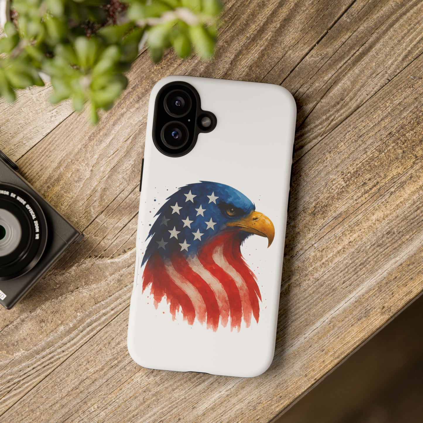 Patriotic Eagle iPhone Case - USA Flag Tough Cover, Dual-Layer Rugged Protection, 4th of July and Veteran Gift