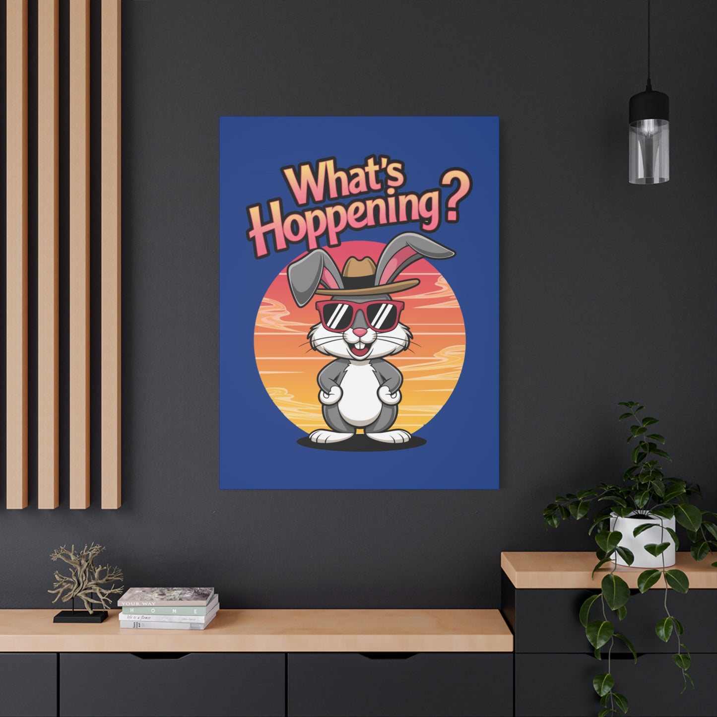 What's Hoppening Canvas Art; Bunny Art; Rabbit Canvas