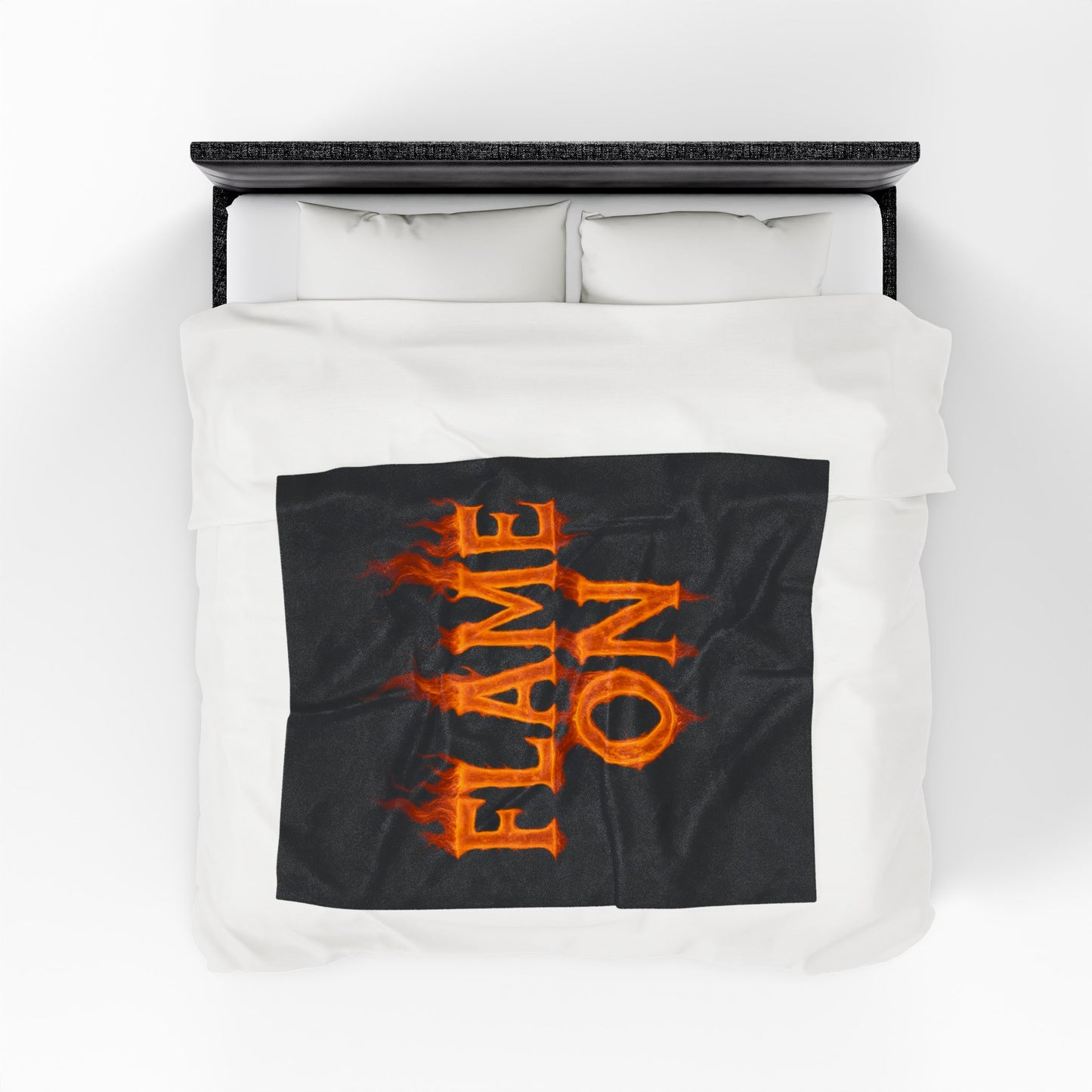 Flame On Fire Typography Blanket - Bold Flame Text Fleece Throw for Comic Fans, Cozy Fire Aesthetic Decor, Hero-Inspired Bedding Gift