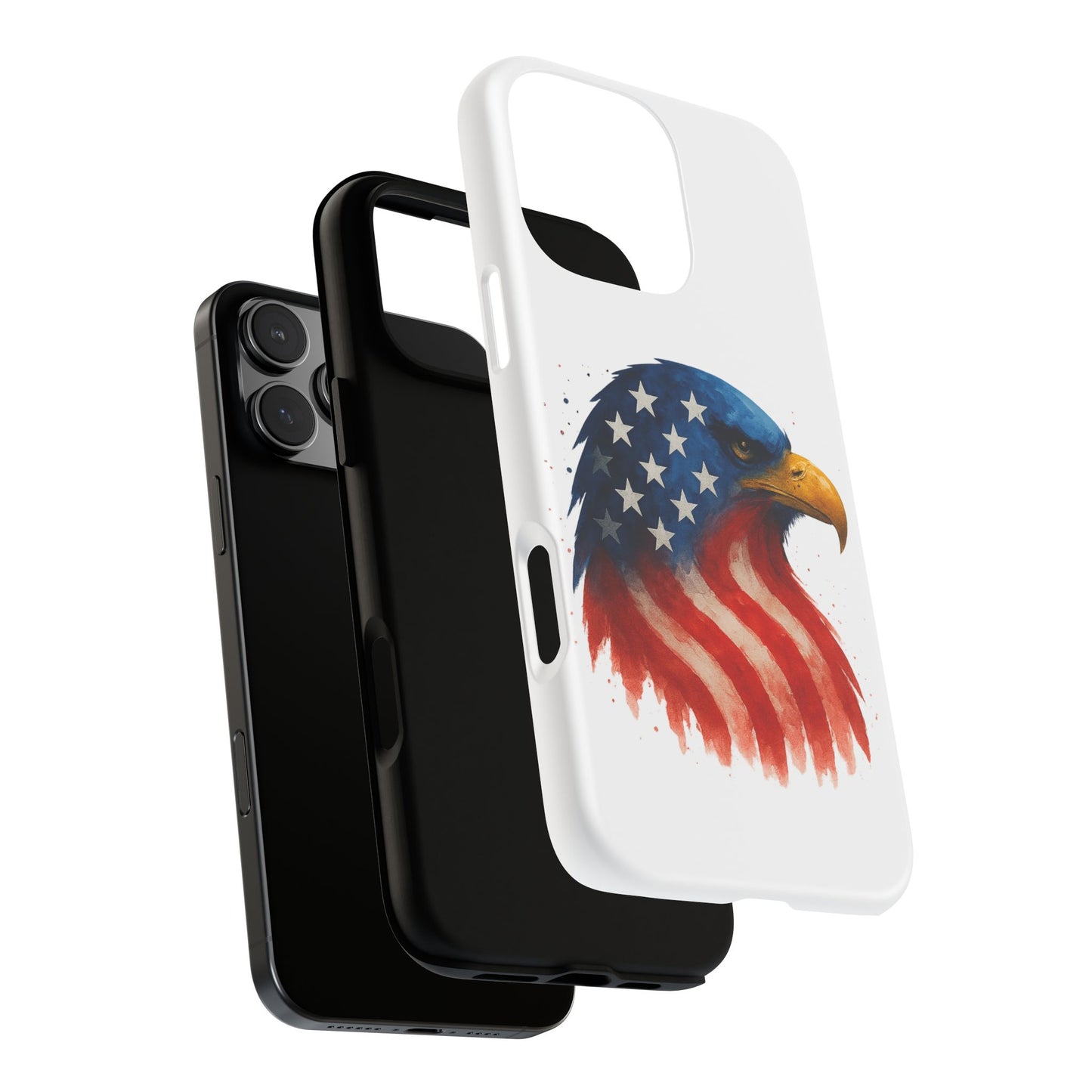 Patriotic Eagle iPhone Case - USA Flag Tough Cover, Dual-Layer Rugged Protection, 4th of July and Veteran Gift