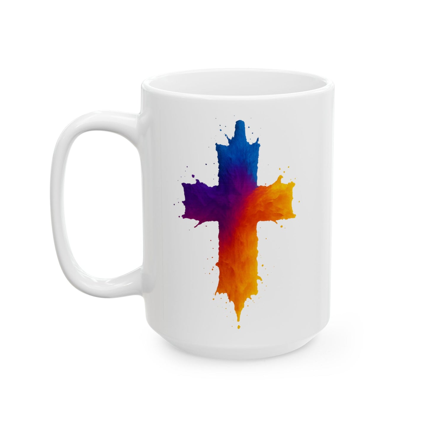 Christian Coffee Mug Watercolor Cross Mug Faith-Based Gift for Him or Her Inspirational Religious Drinkware Scripture Mug