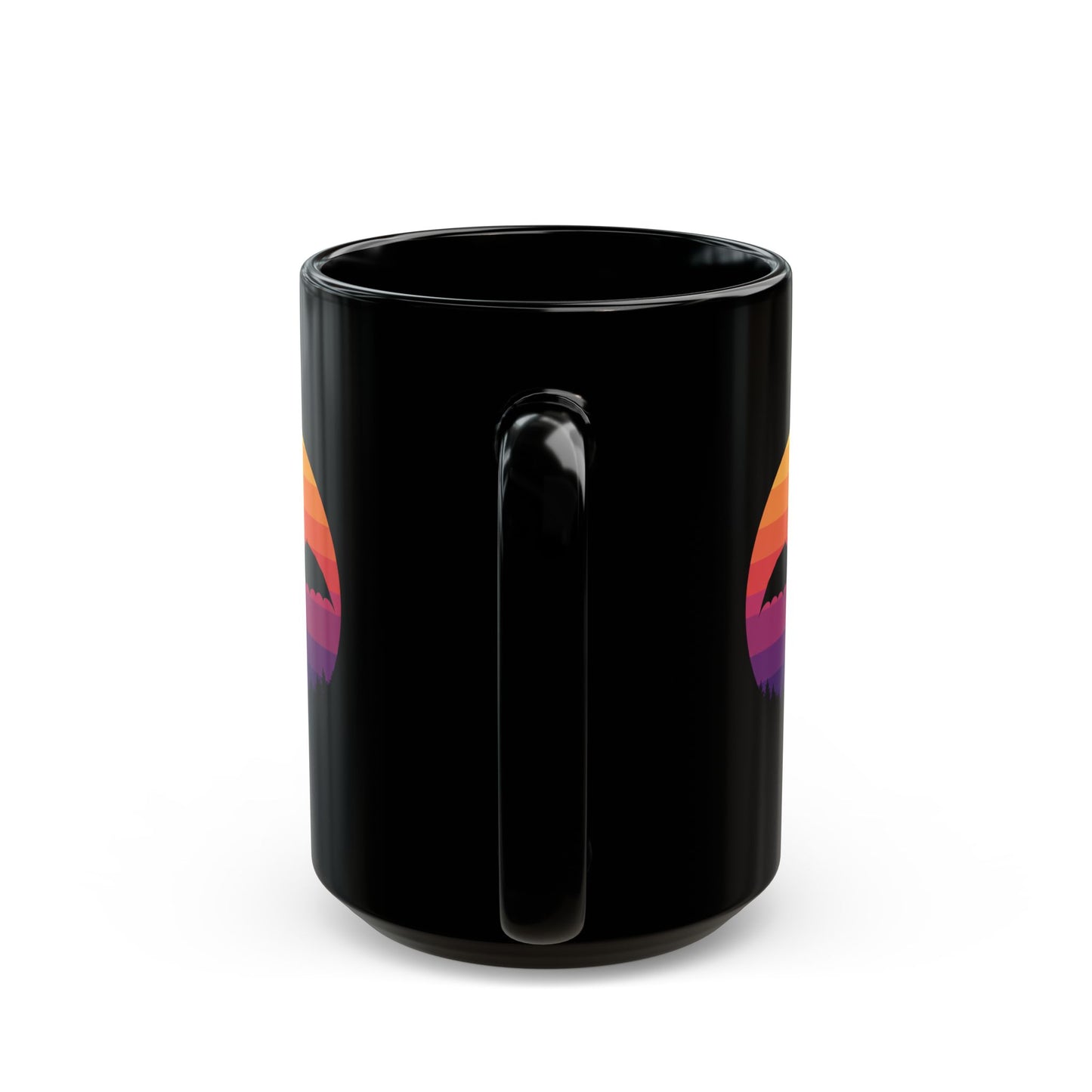 Dragon Mug, Fantasy Coffee Mug, Black Gothic Mug, Retro Sunset Dragon Gift, Gamer Mug, DnD Mug, Gift for Dragon Lover, Coffee Cup